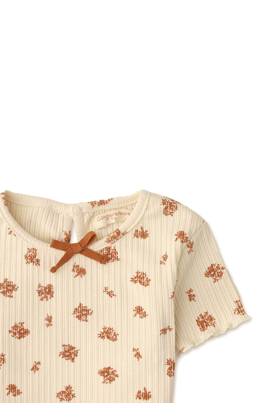 جينجرسنابس بلوزة موردة بفيونكة نص كم بناتي رضع بيج