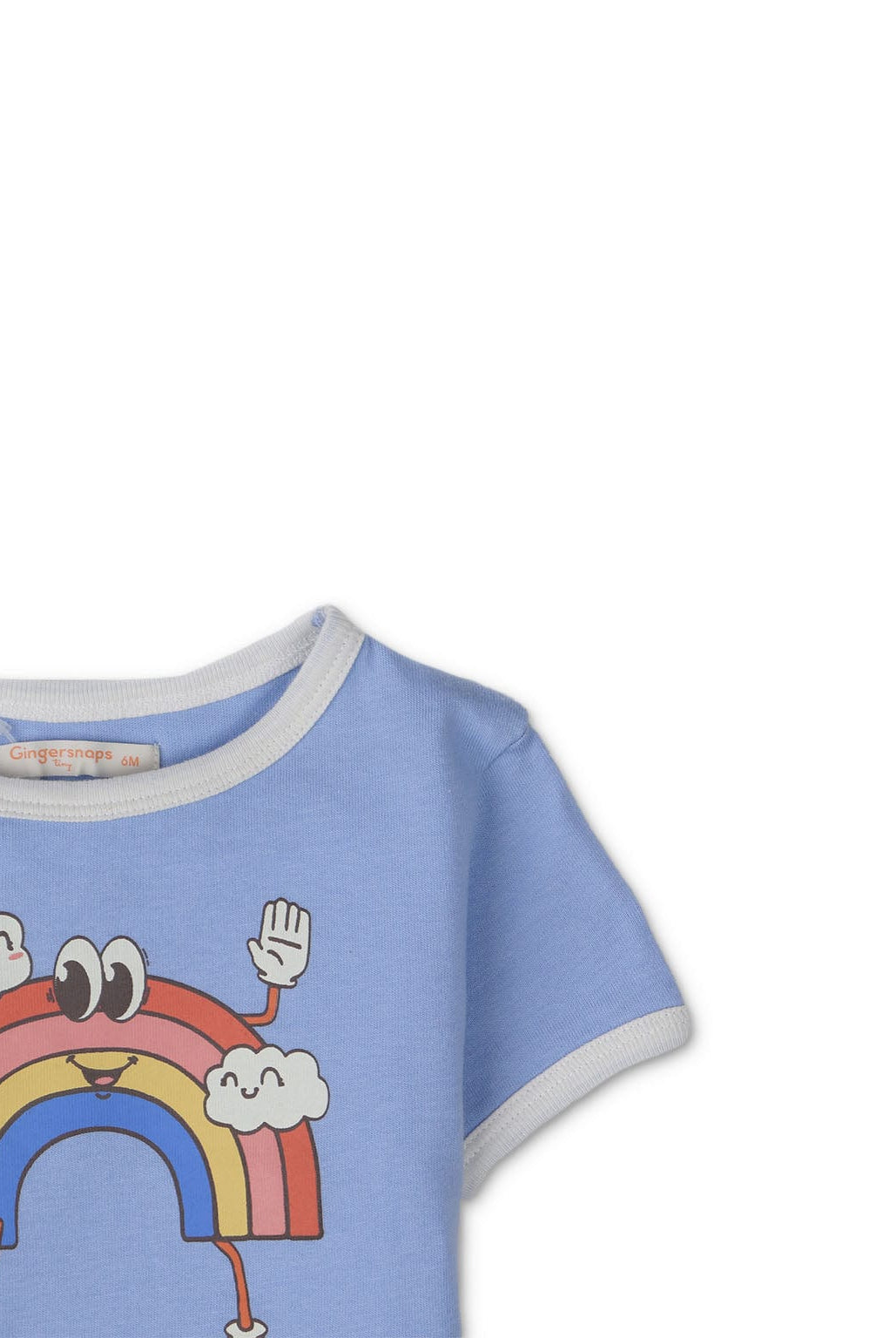 جينجرسنابس تي شيرت بناتي رضع بطبعة على الصدر أزرق