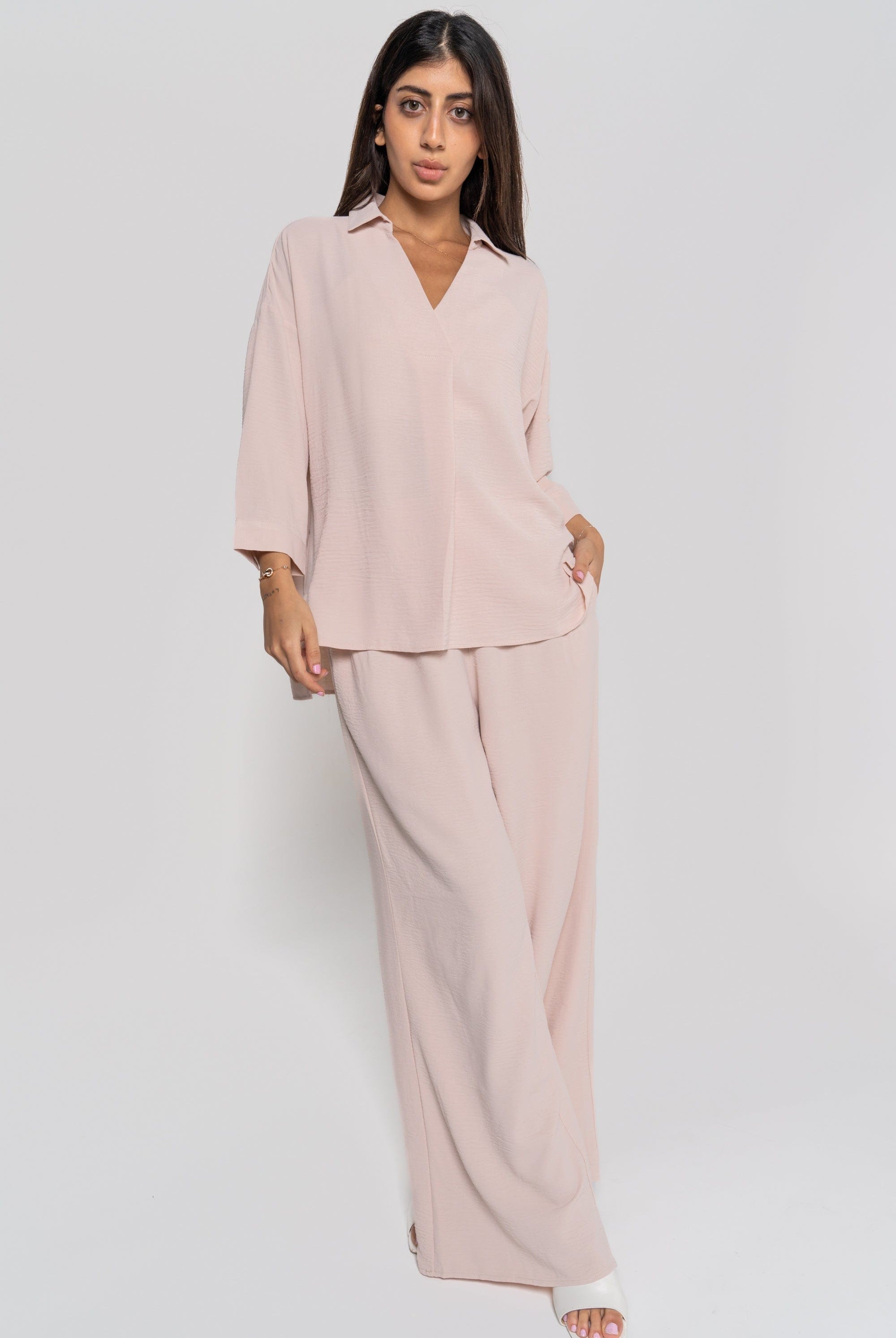 نتشي بنطلون طويل وسيع سادة نسائي