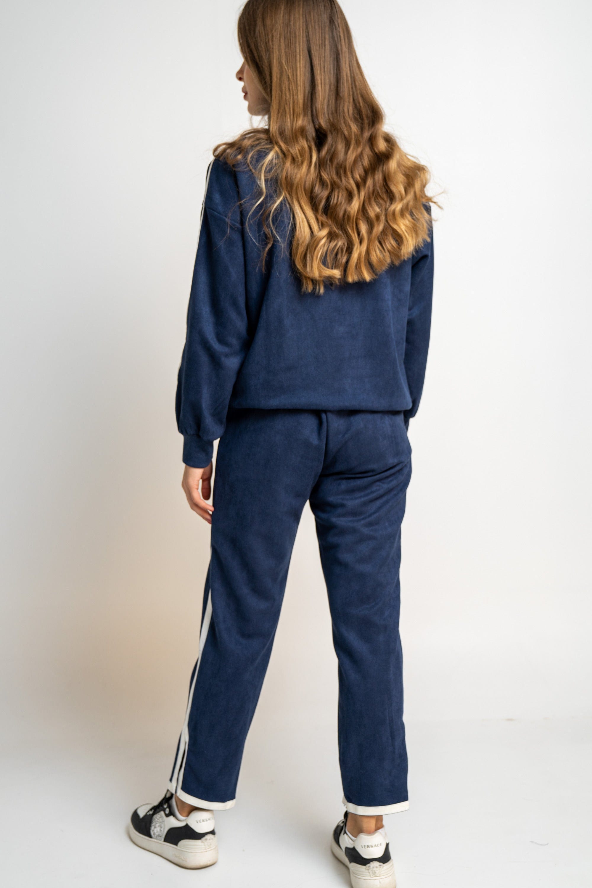 نتشي بلوفر بسحاب كم طويل نسائي أزرق داكن