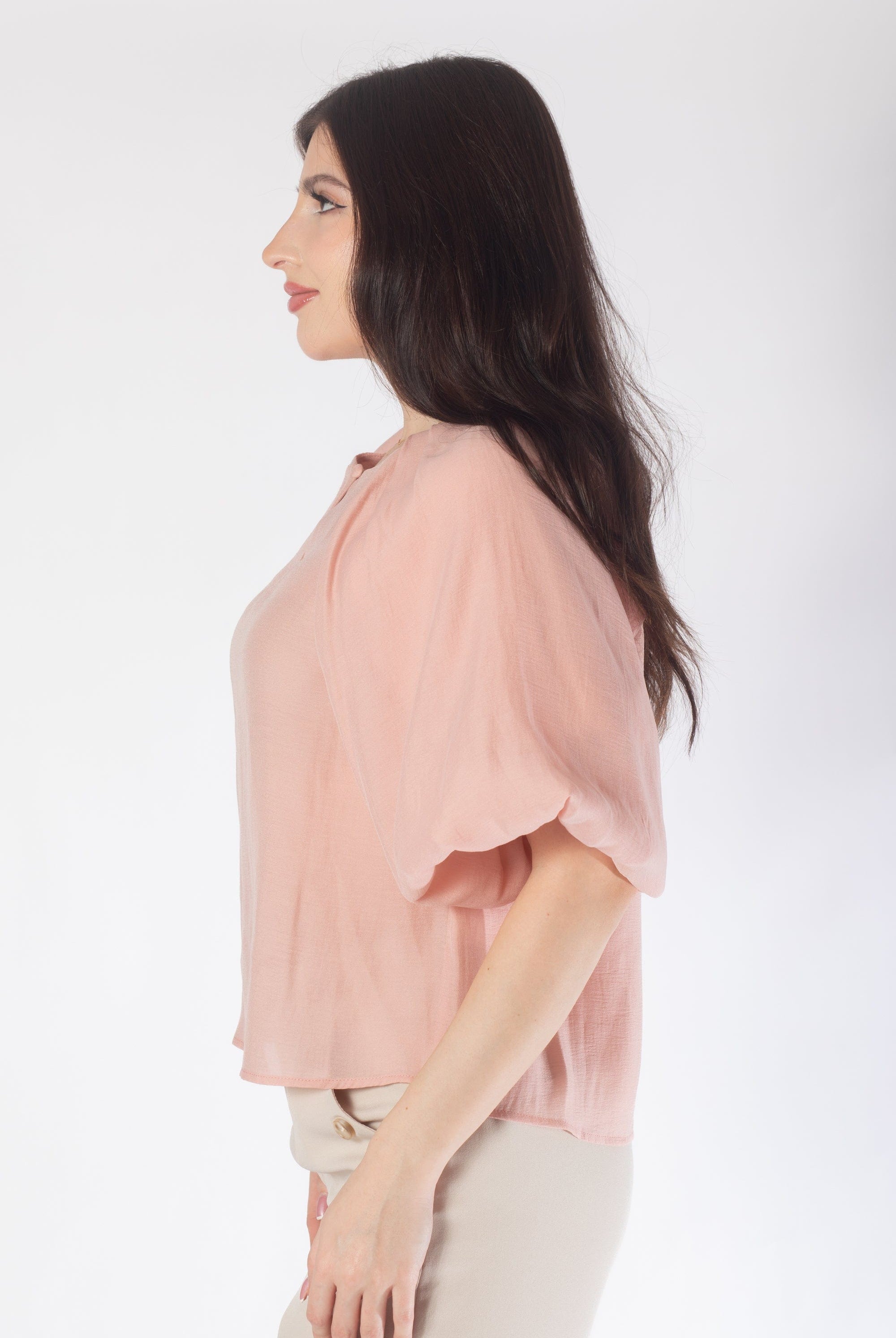 نتشي بلوزة بأكمام 3/4 سادة بف نسائي