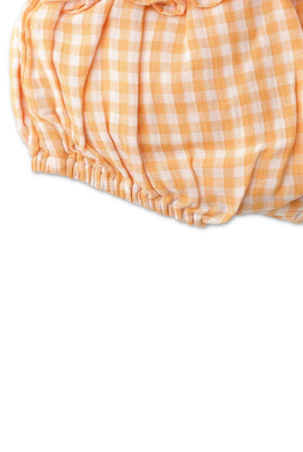 جينجرسنابس شورت بناتي رضع مربعات مكشكشة بني