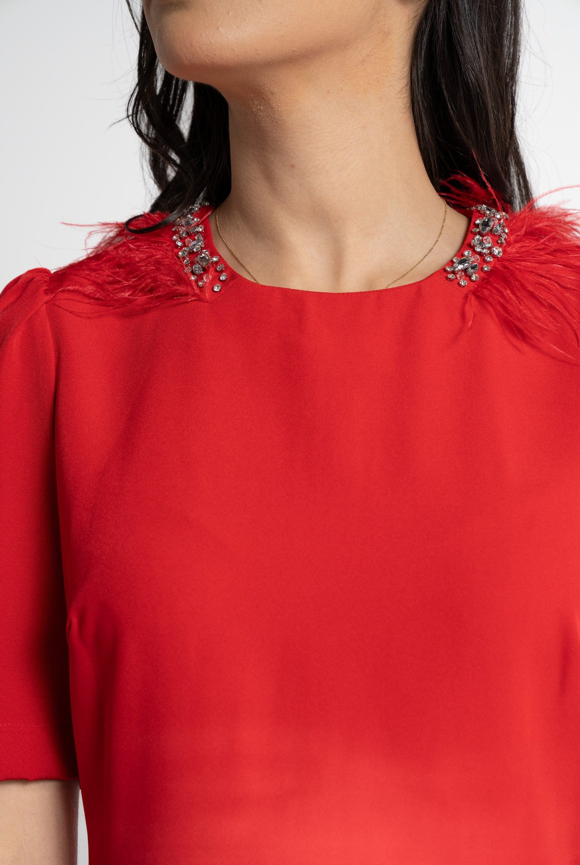 نتشي فستان ميدي بأكمام قصيرة نسائي