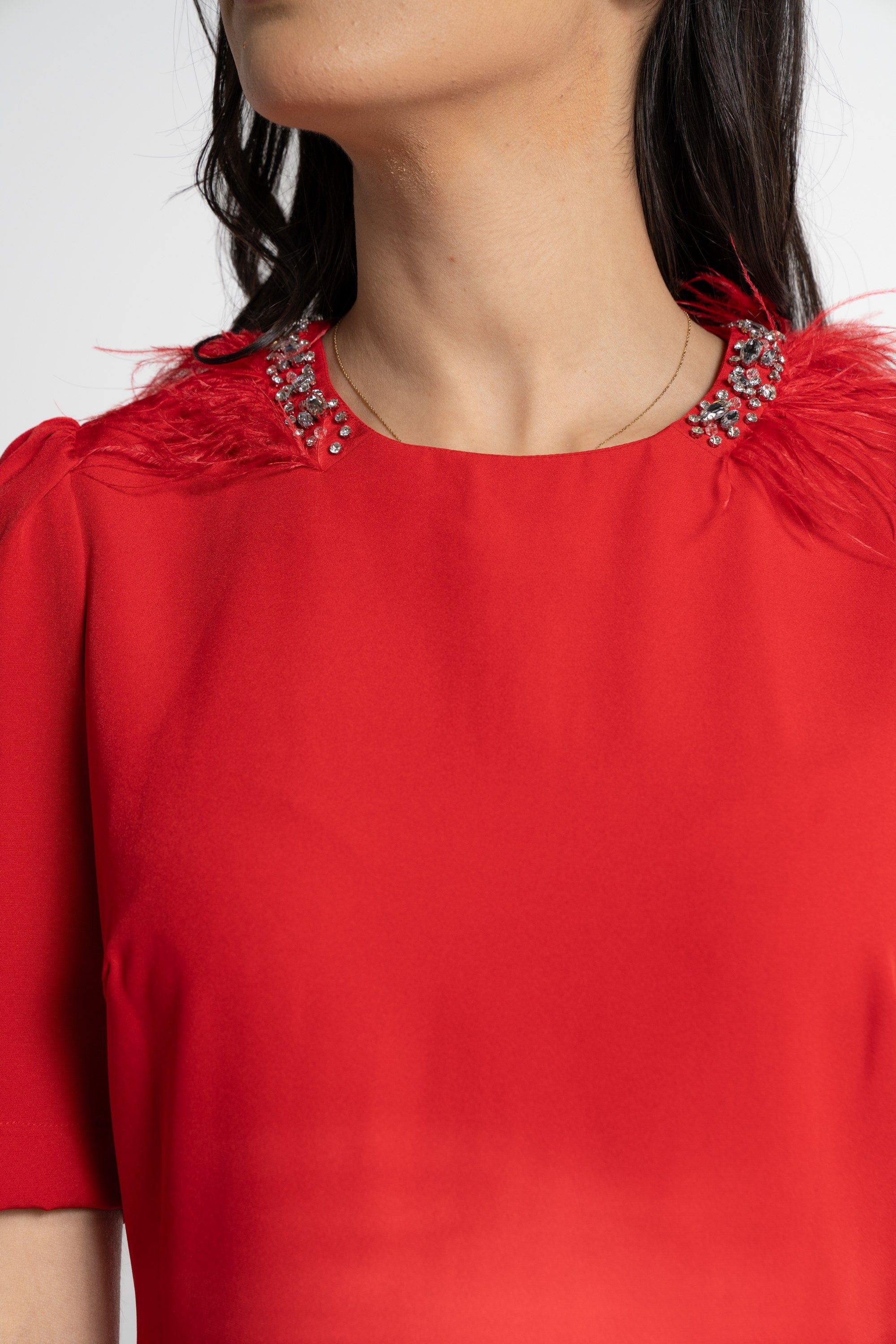 نتشي فستان ميدي بأكمام قصيرة نسائي