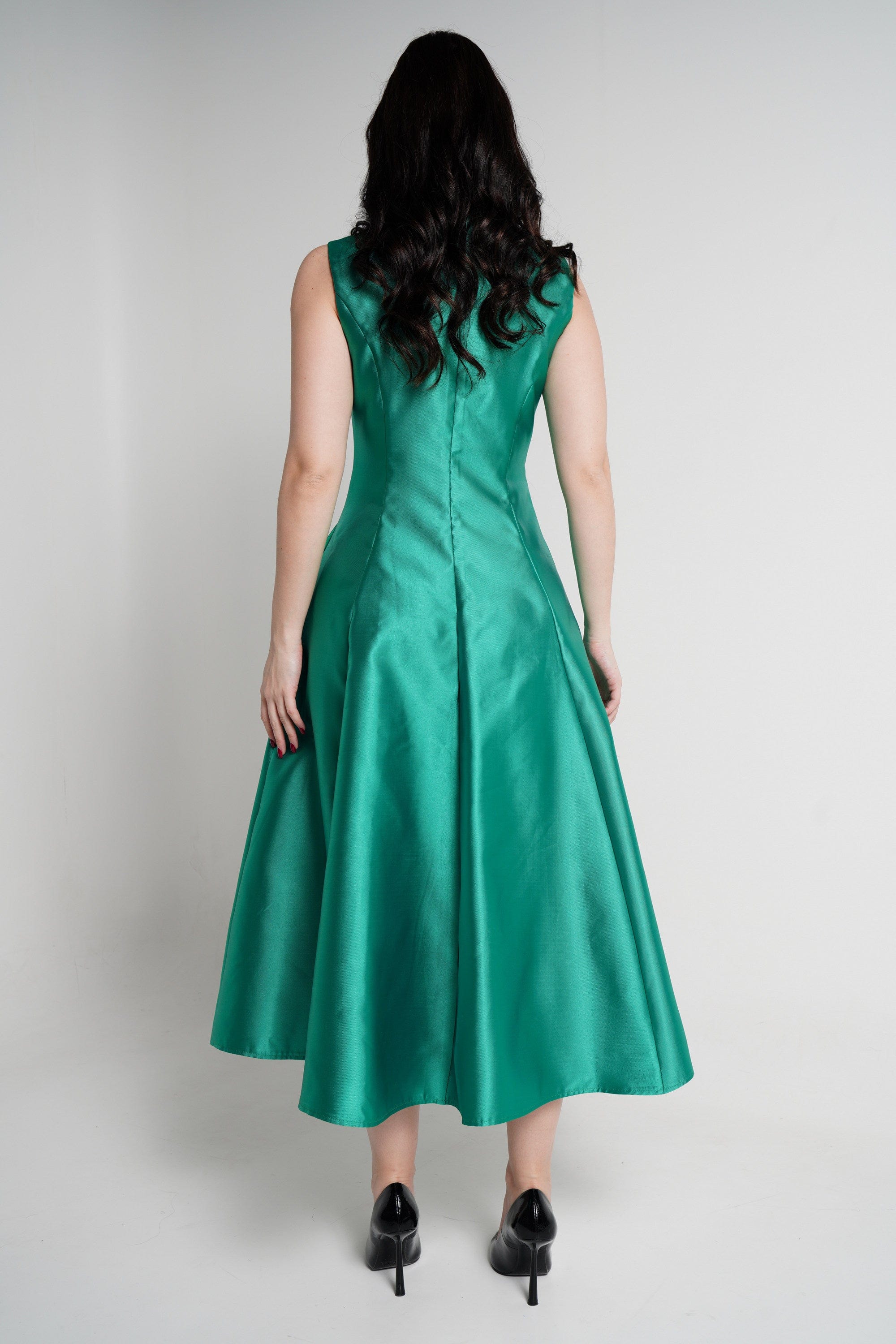 نتشي فستان ميدي سادة منفوش مزين بستراس نسائي