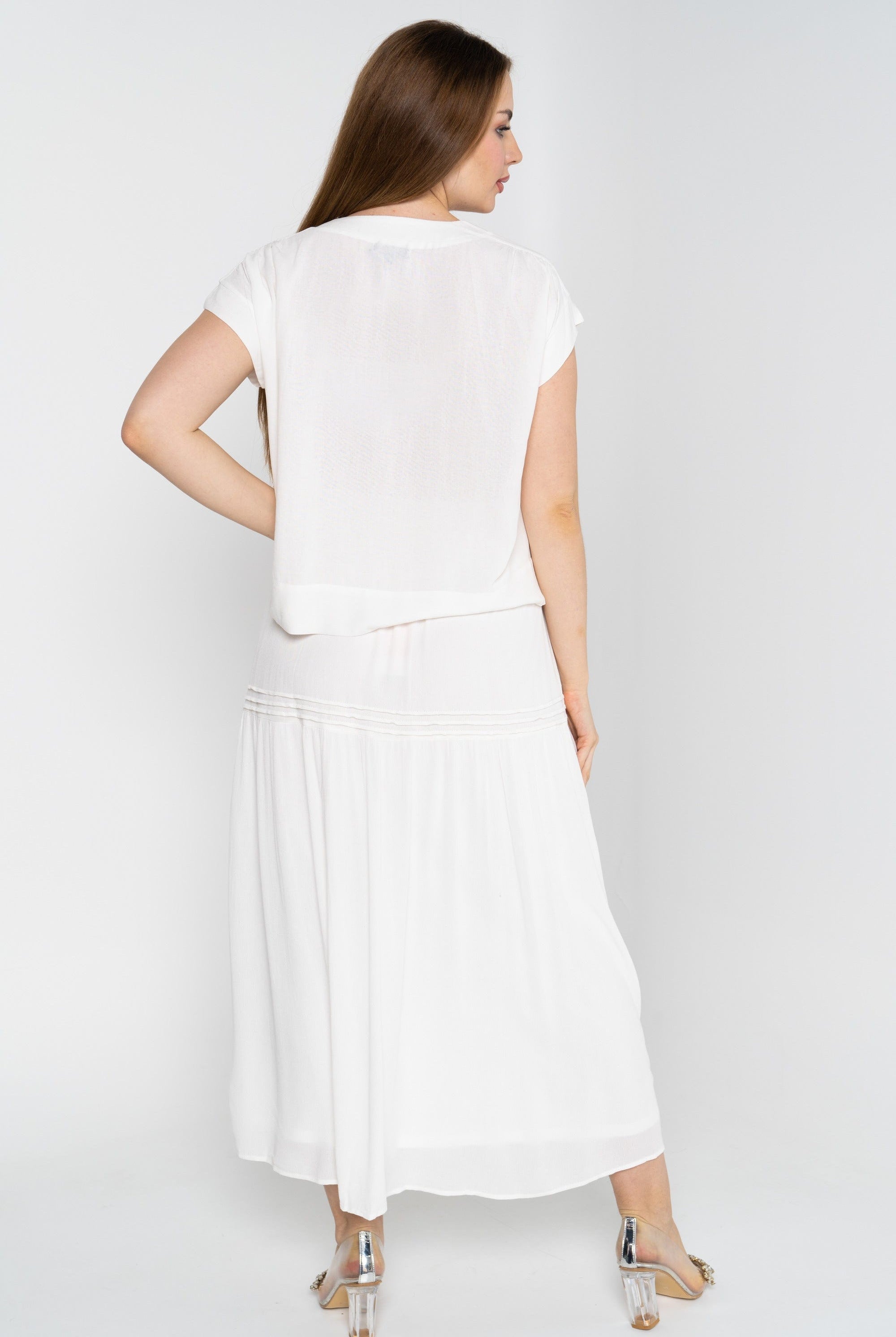 نتشي تنورة طويلة سادة فضفاضة