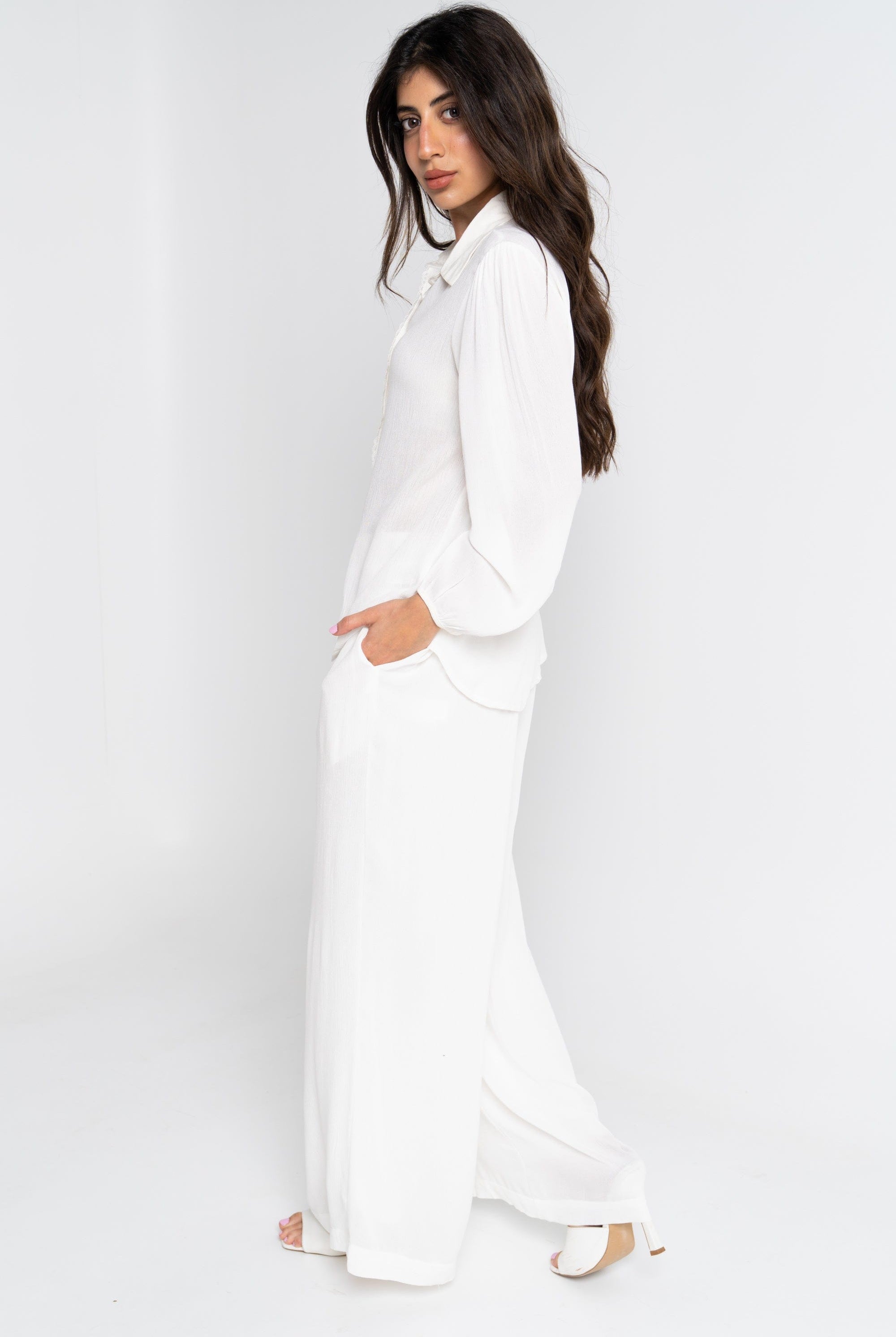 نتشي بنطلون طويل سادة فضفاض نسائي