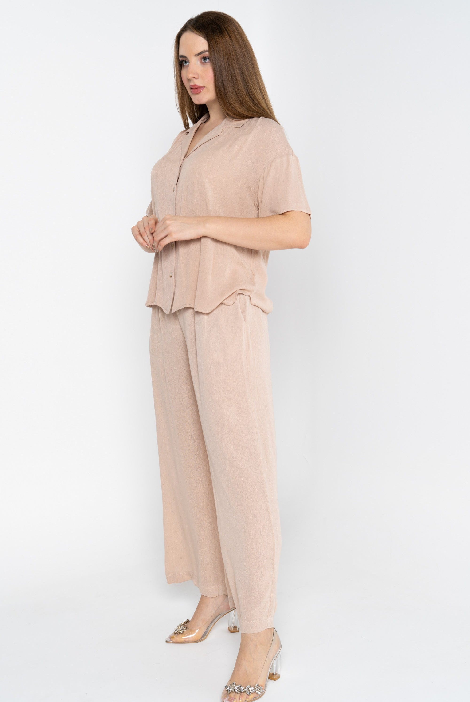 نتشي بنطلون طويل سادة فضفاض نسائي