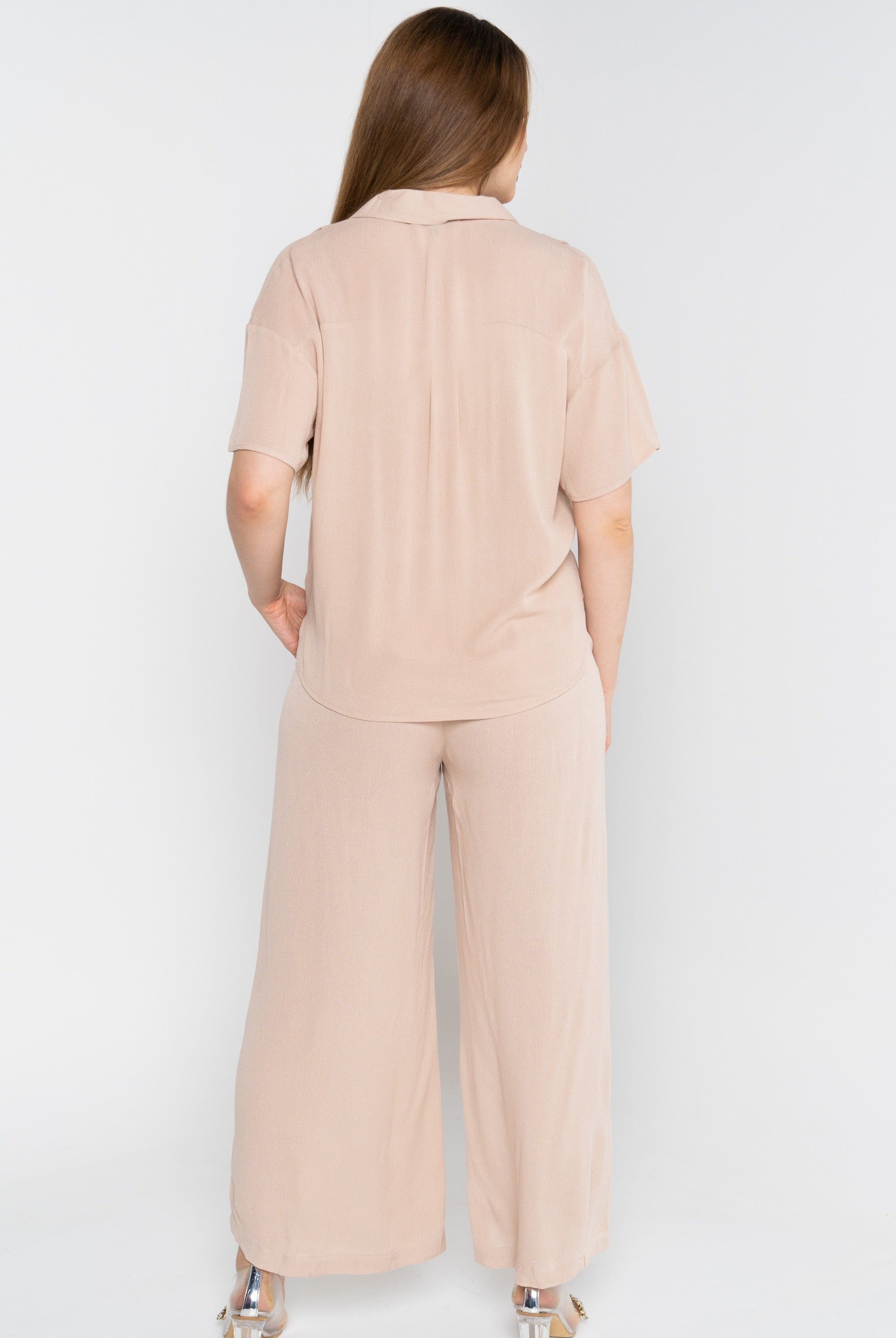 نتشي بنطلون طويل سادة فضفاض نسائي