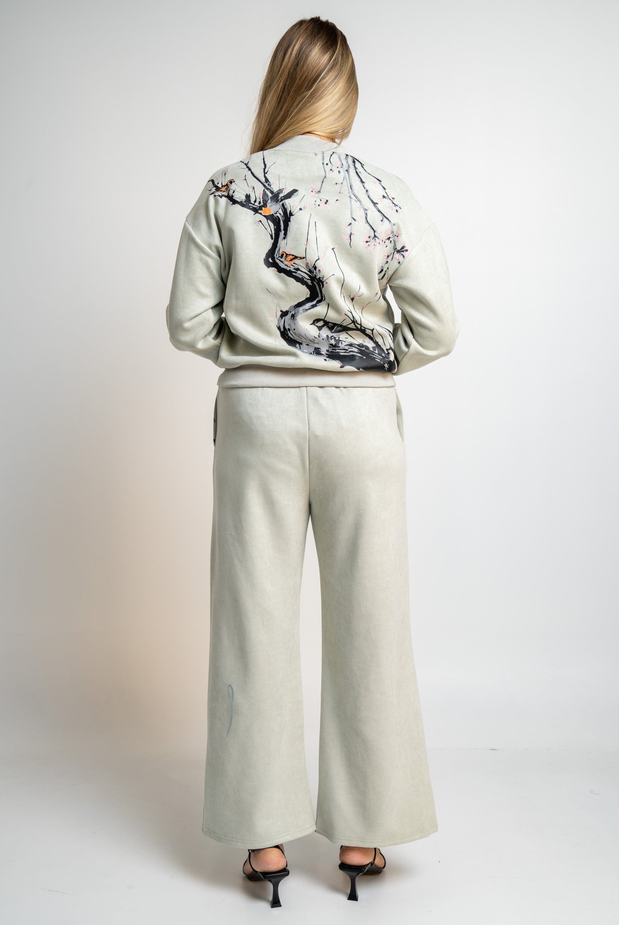 نتشي بنطلون منقوش واسع طويل نسائي