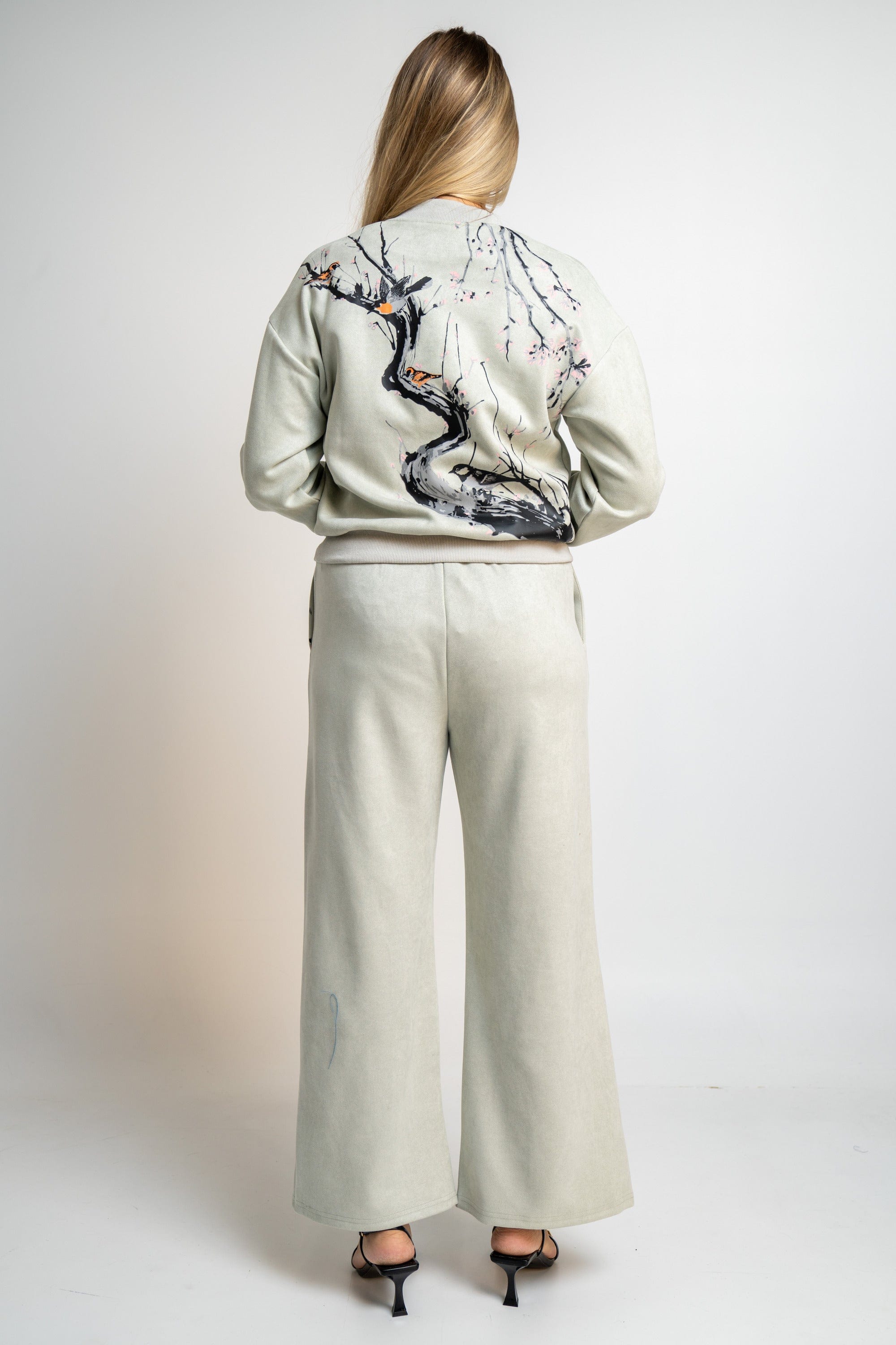 نتشي بنطلون منقوش واسع طويل نسائي