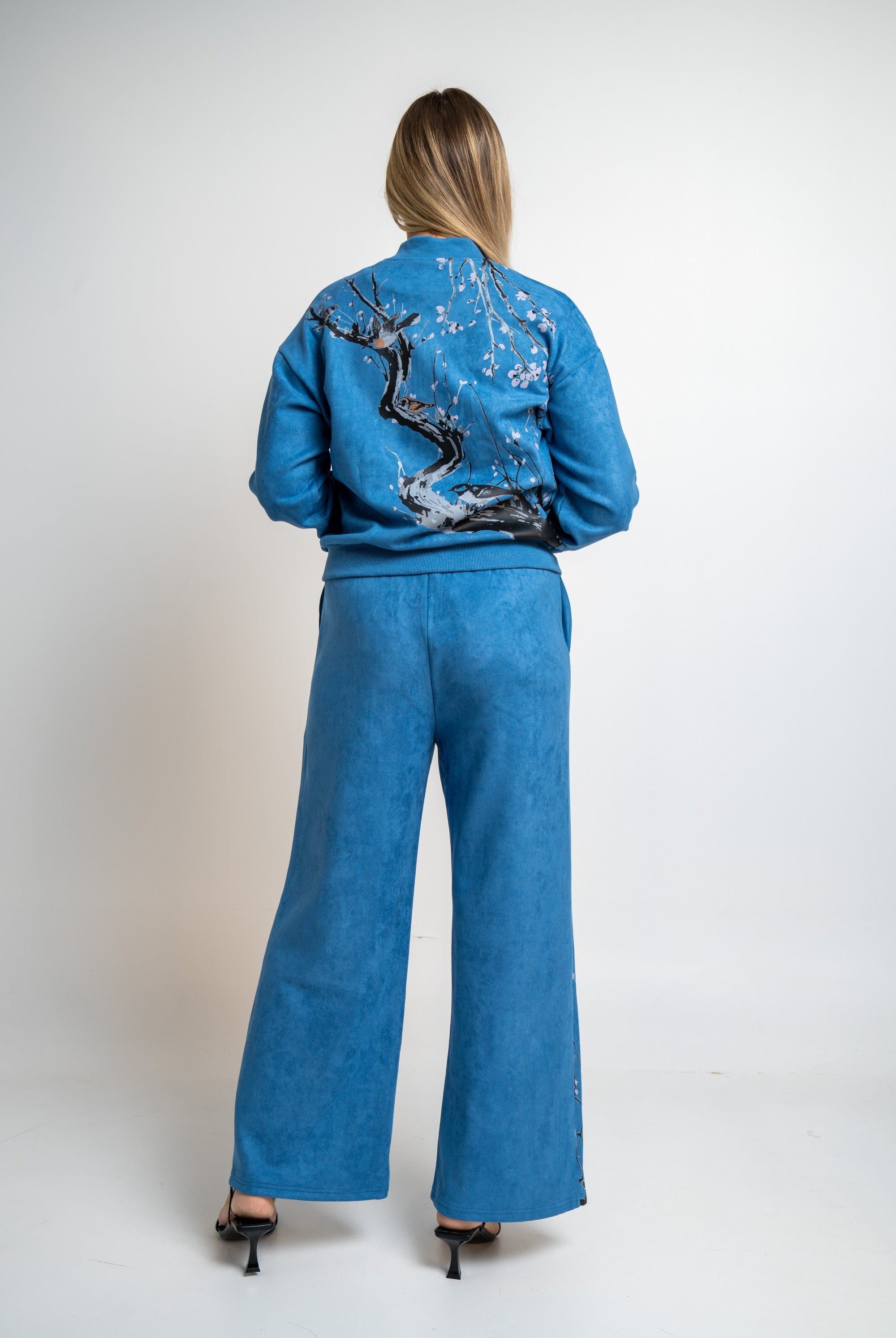 نتشي بنطلون منقوش واسع طويل نسائي