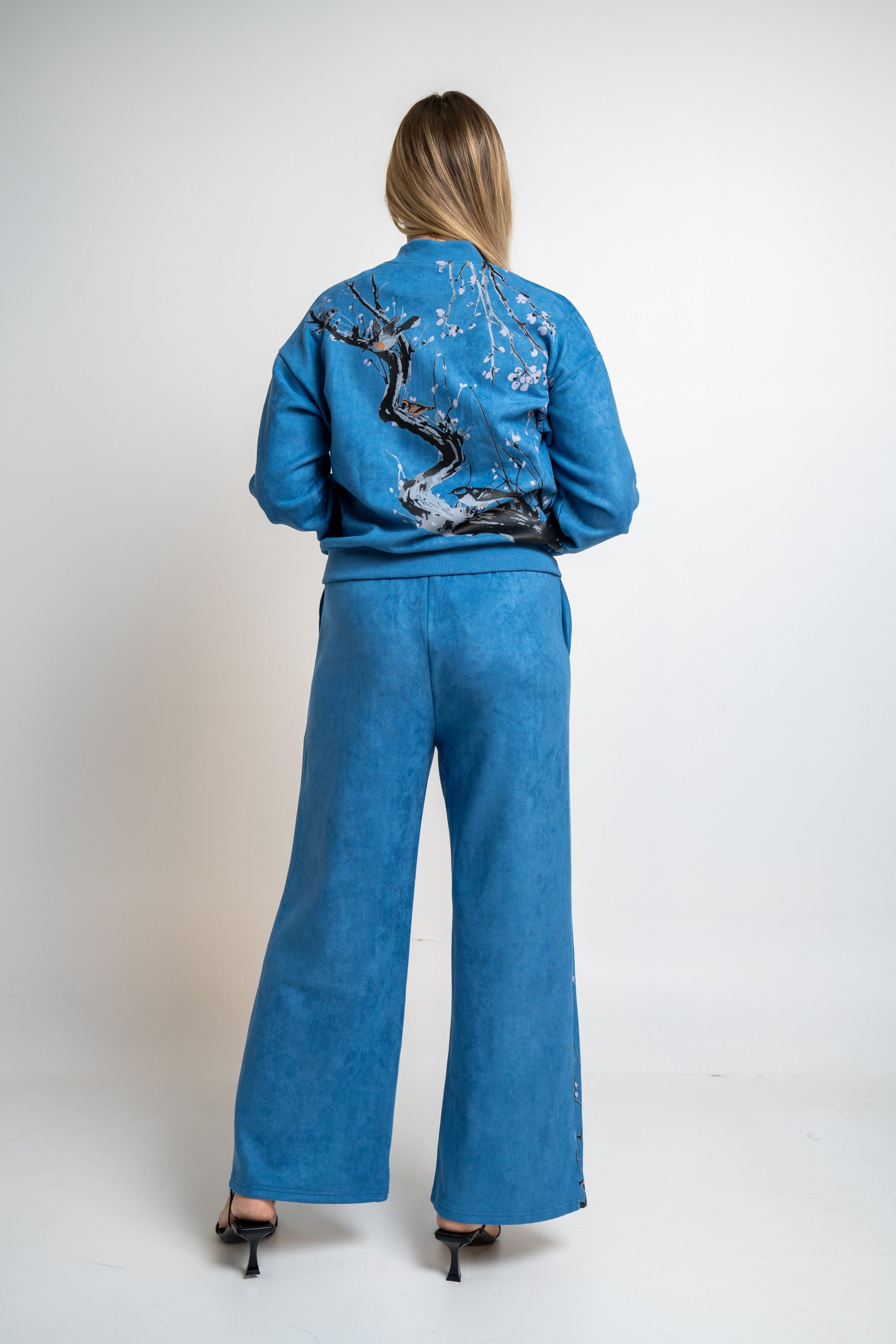 نتشي بنطلون منقوش واسع طويل نسائي