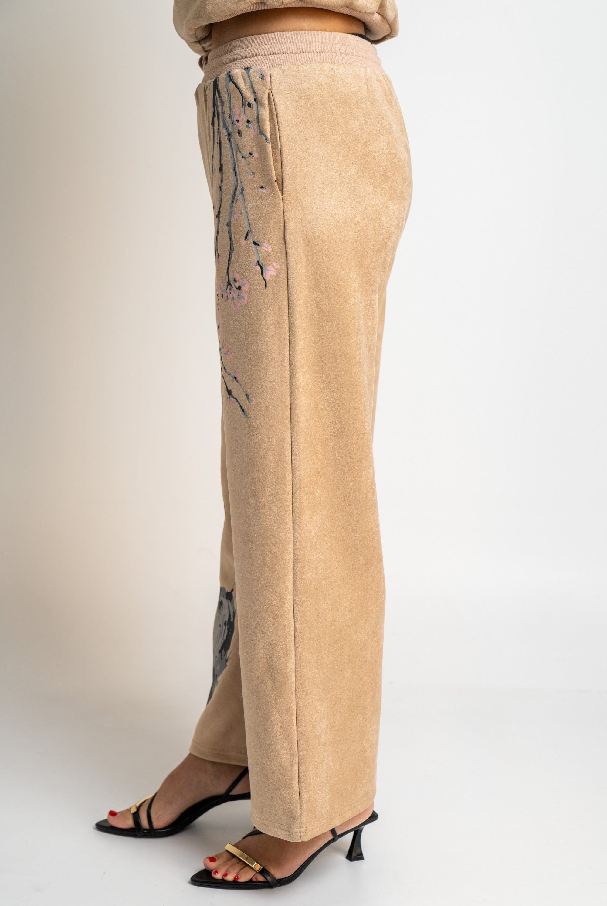 نتشي بنطلون منقوش واسع طويل نسائي