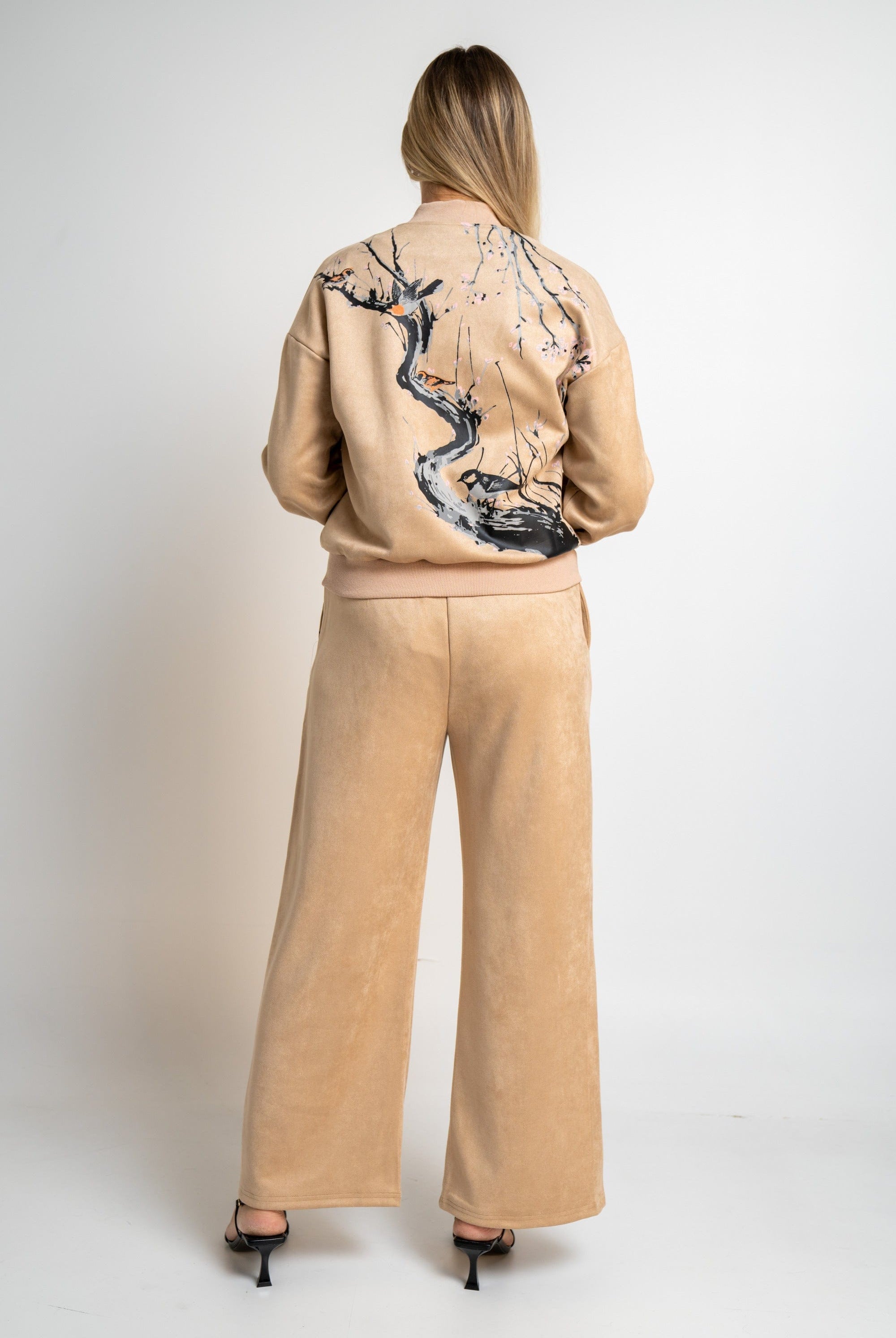 نتشي بنطلون منقوش واسع طويل نسائي