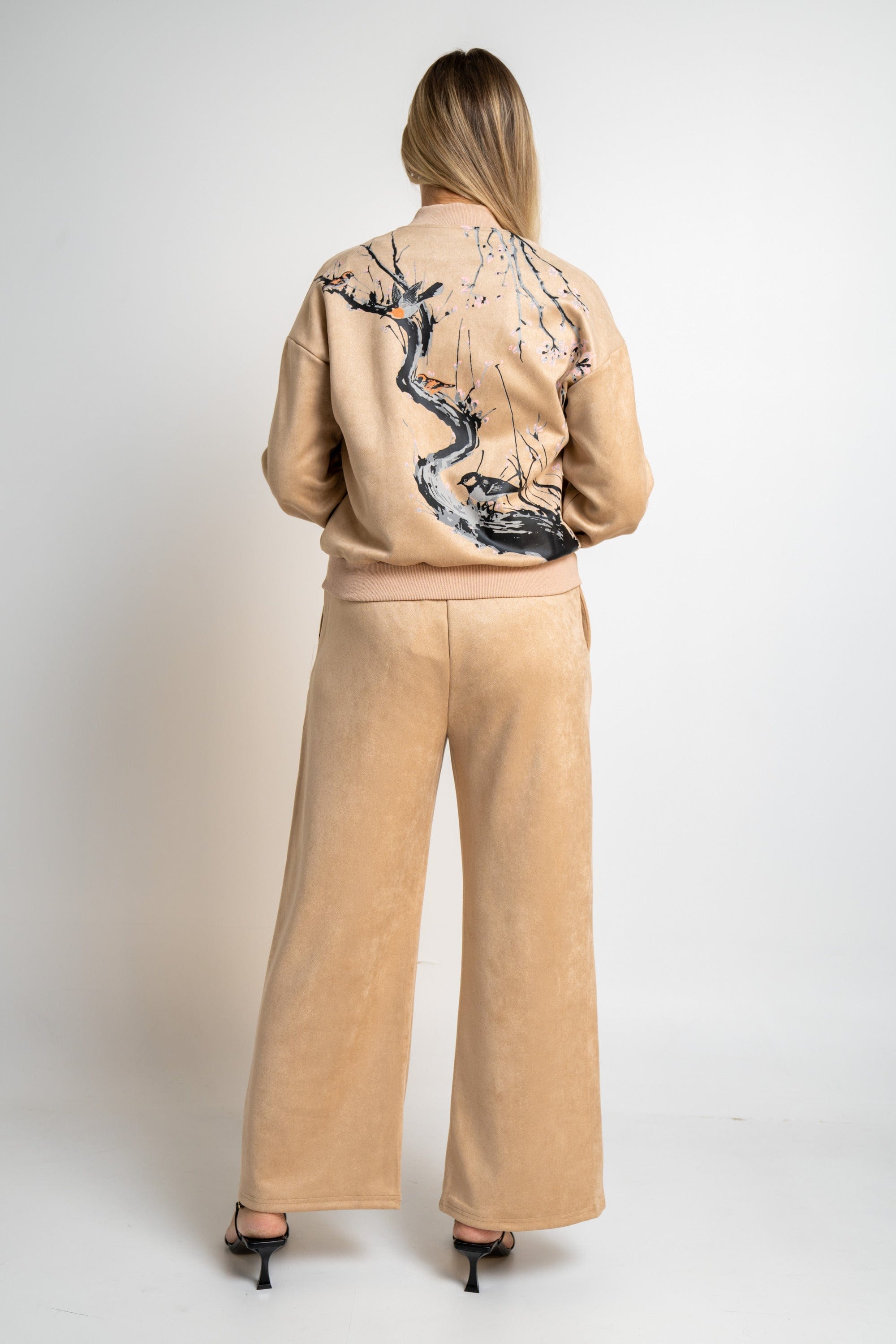 نتشي بنطلون منقوش واسع طويل نسائي