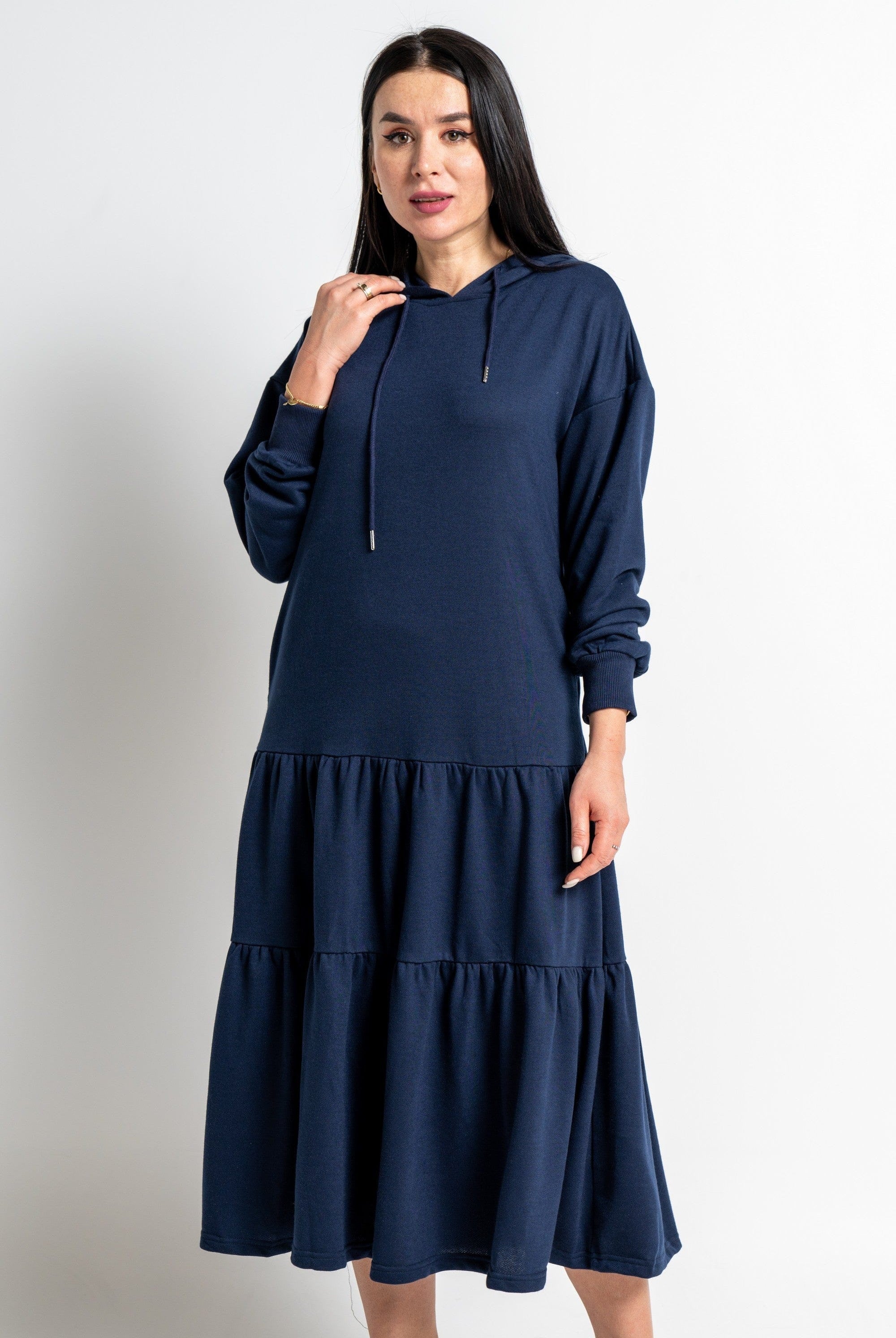 نتشي فستان ميدي بأكمام طويلة بهودي مزين بكلوش