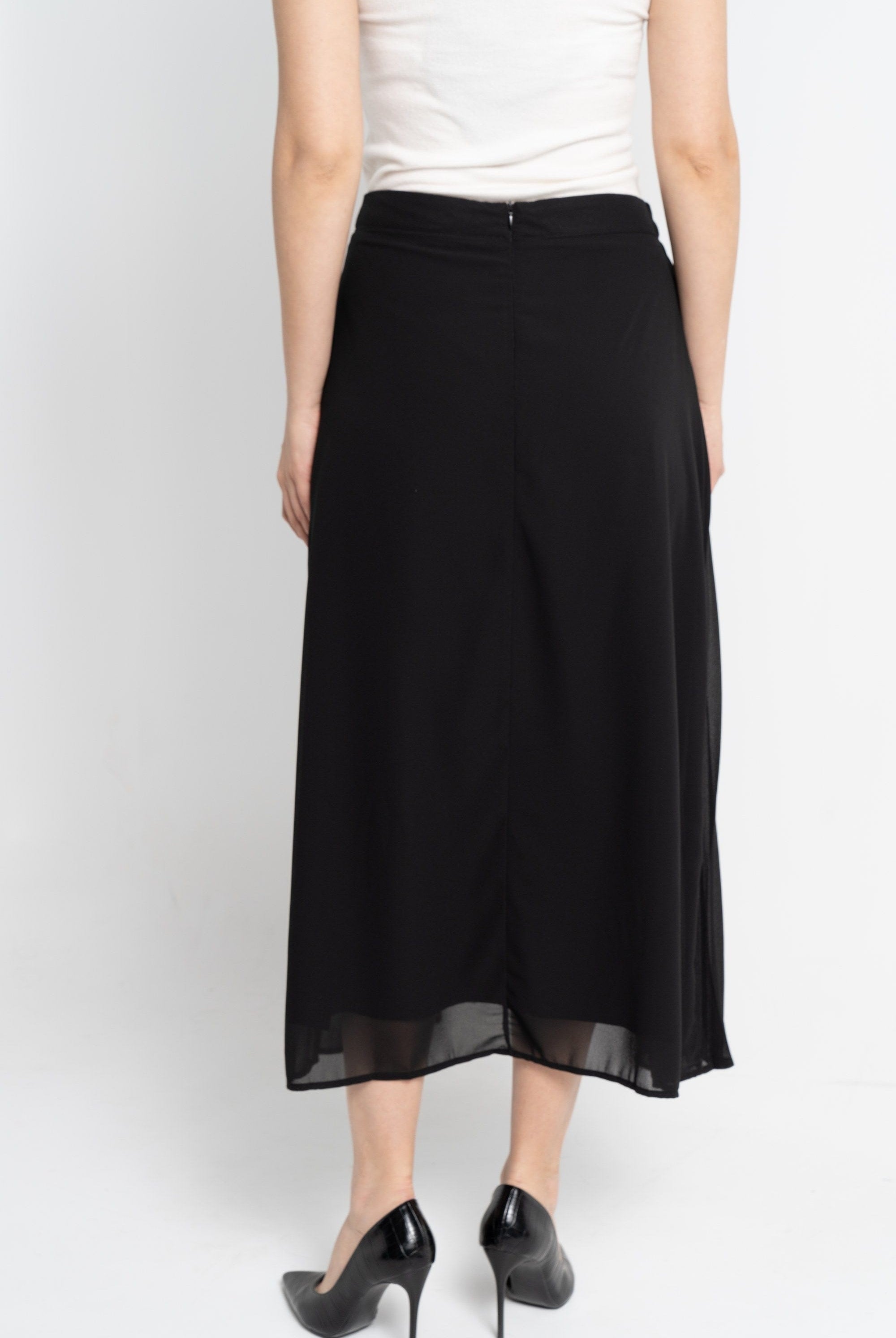 نتشي تنورة ميدي نسائية سادة بليسية من المنتصف