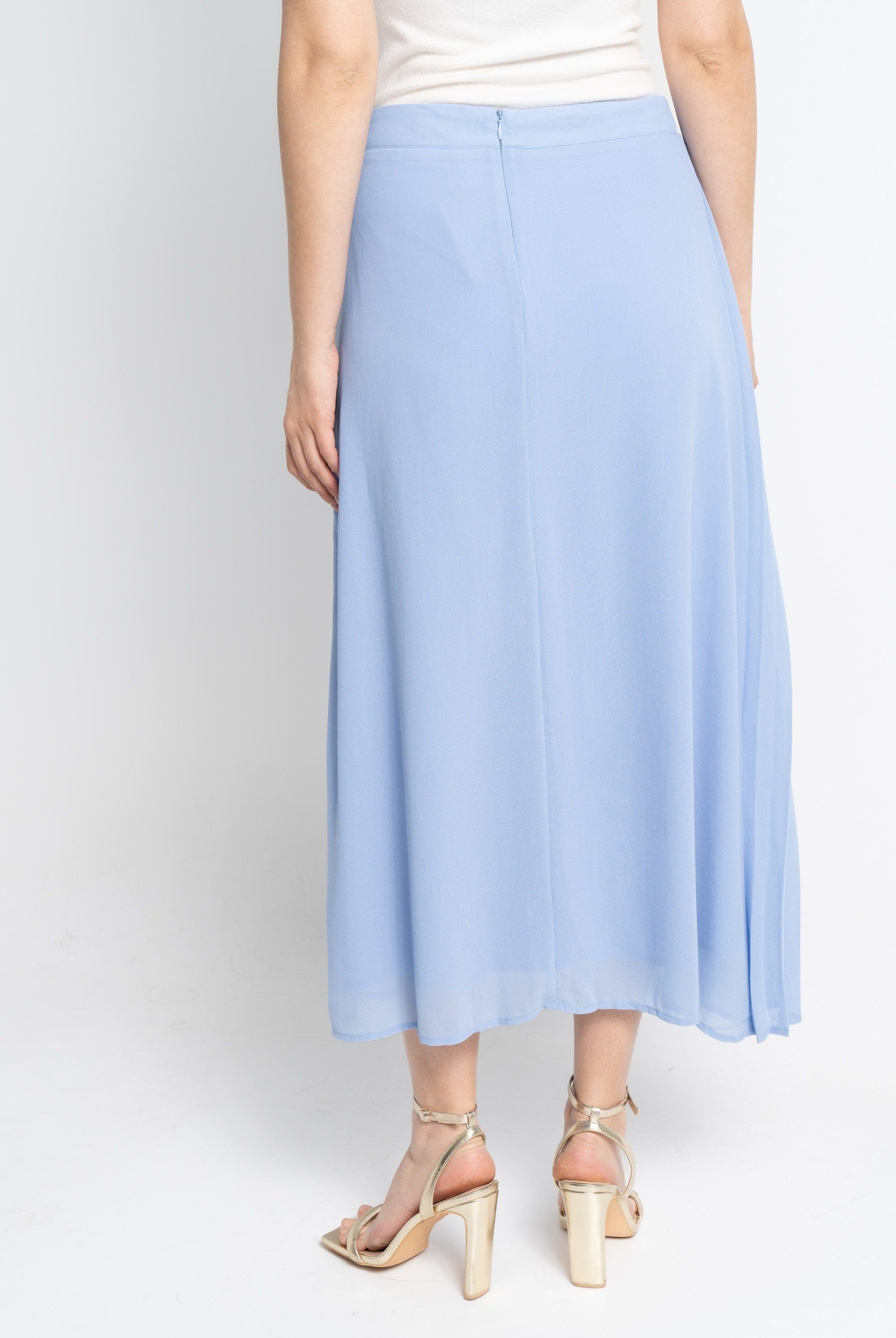 نتشي تنورة ميدي نسائية سادة بليسية من المنتصف