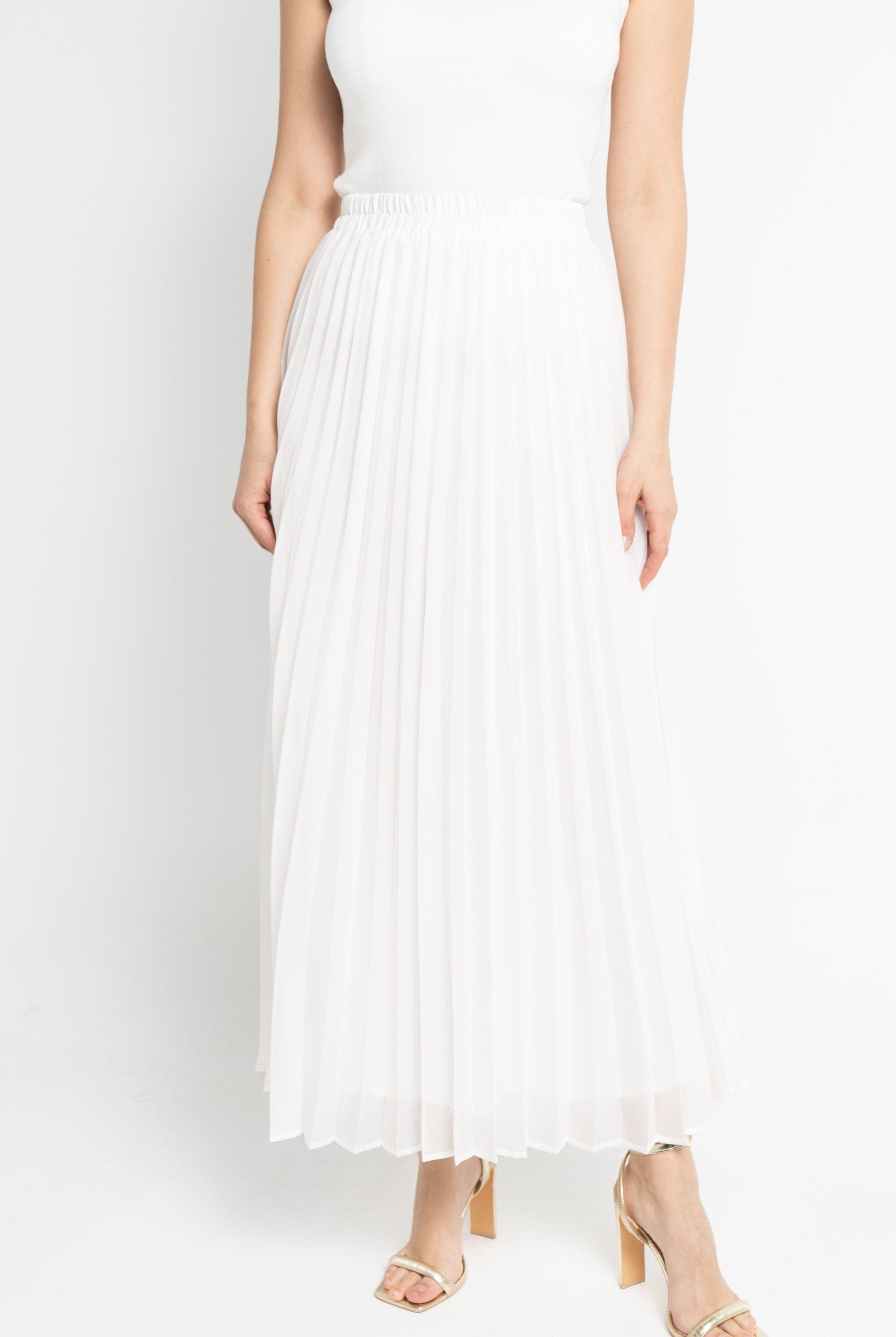 نتشي تنورة طويلة بليسيه خصر مطاطي نسائي