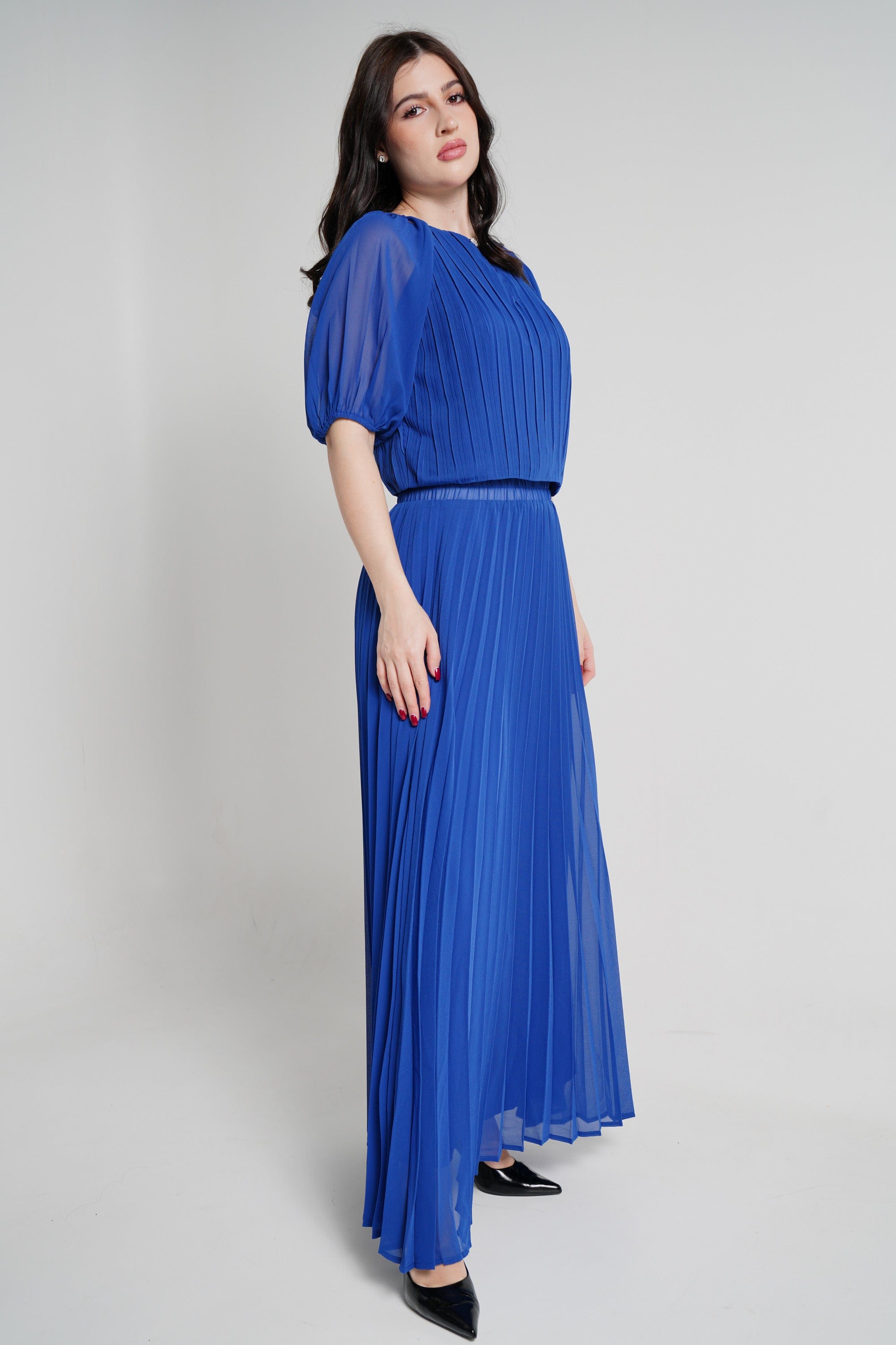 نتشي تنورة طويلة بليسيه خصر مرتفع نسائي