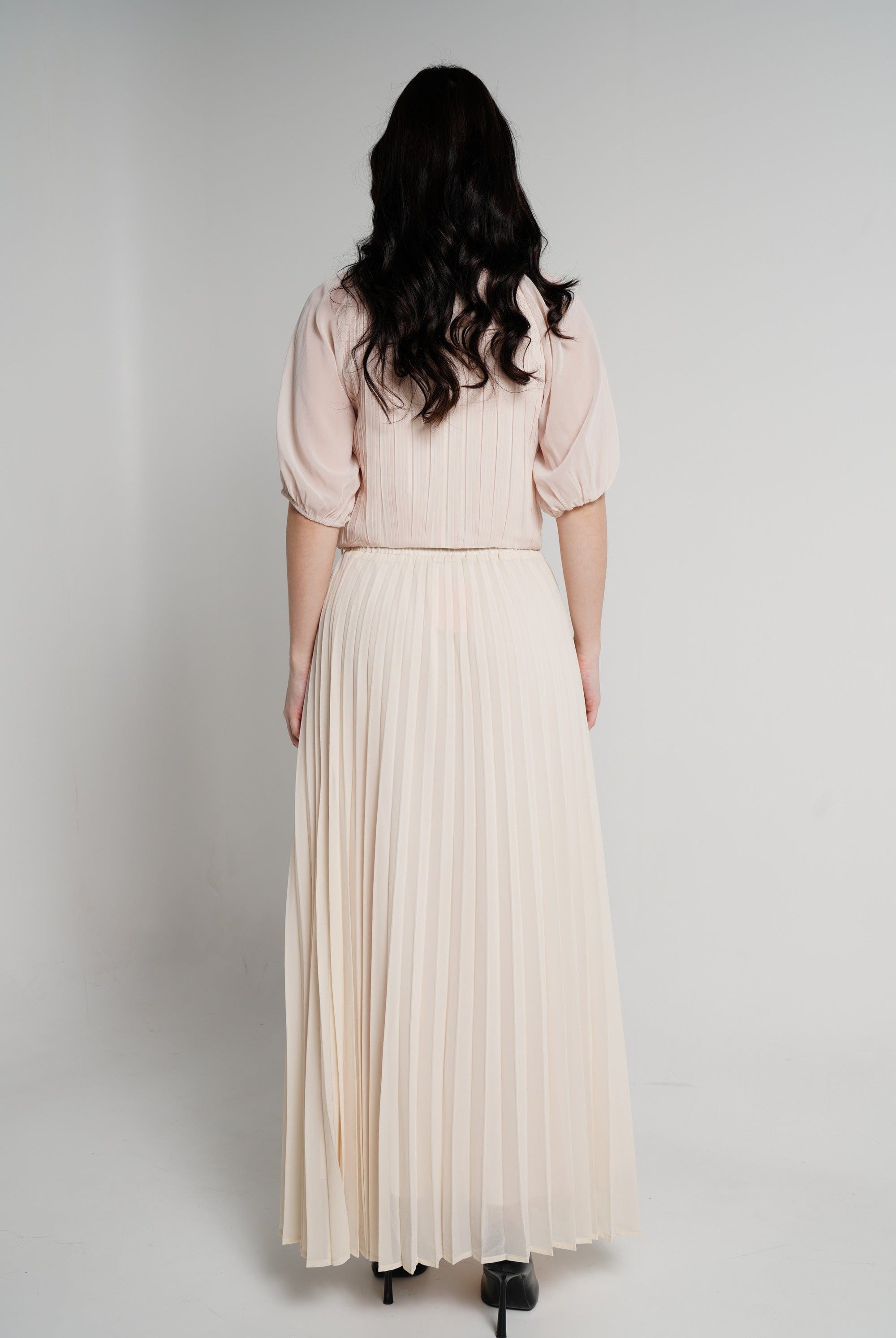 نتشي تنورة طويلة بليسيه خصر مرتفع نسائي