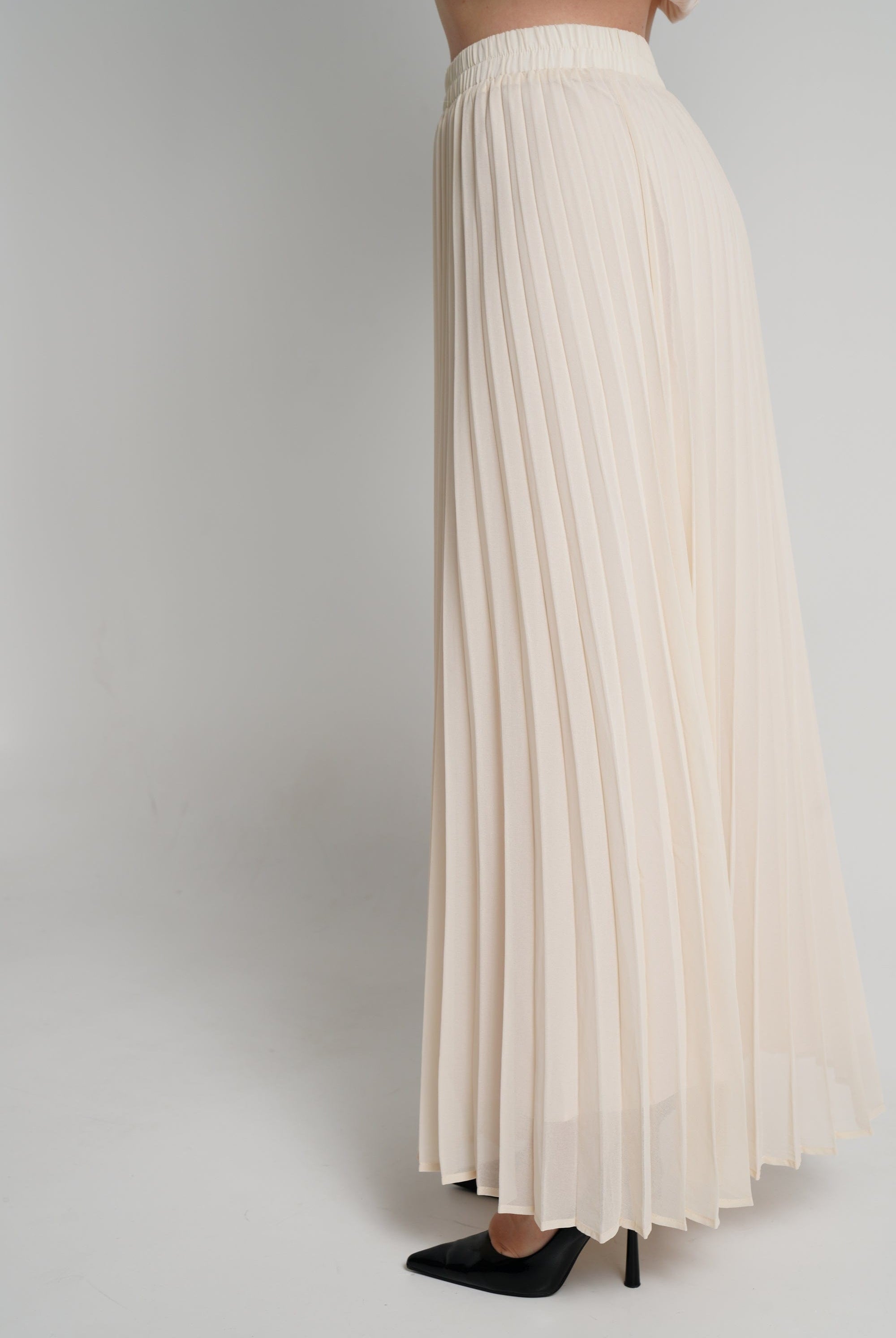 نتشي تنورة طويلة بليسيه خصر مرتفع نسائي