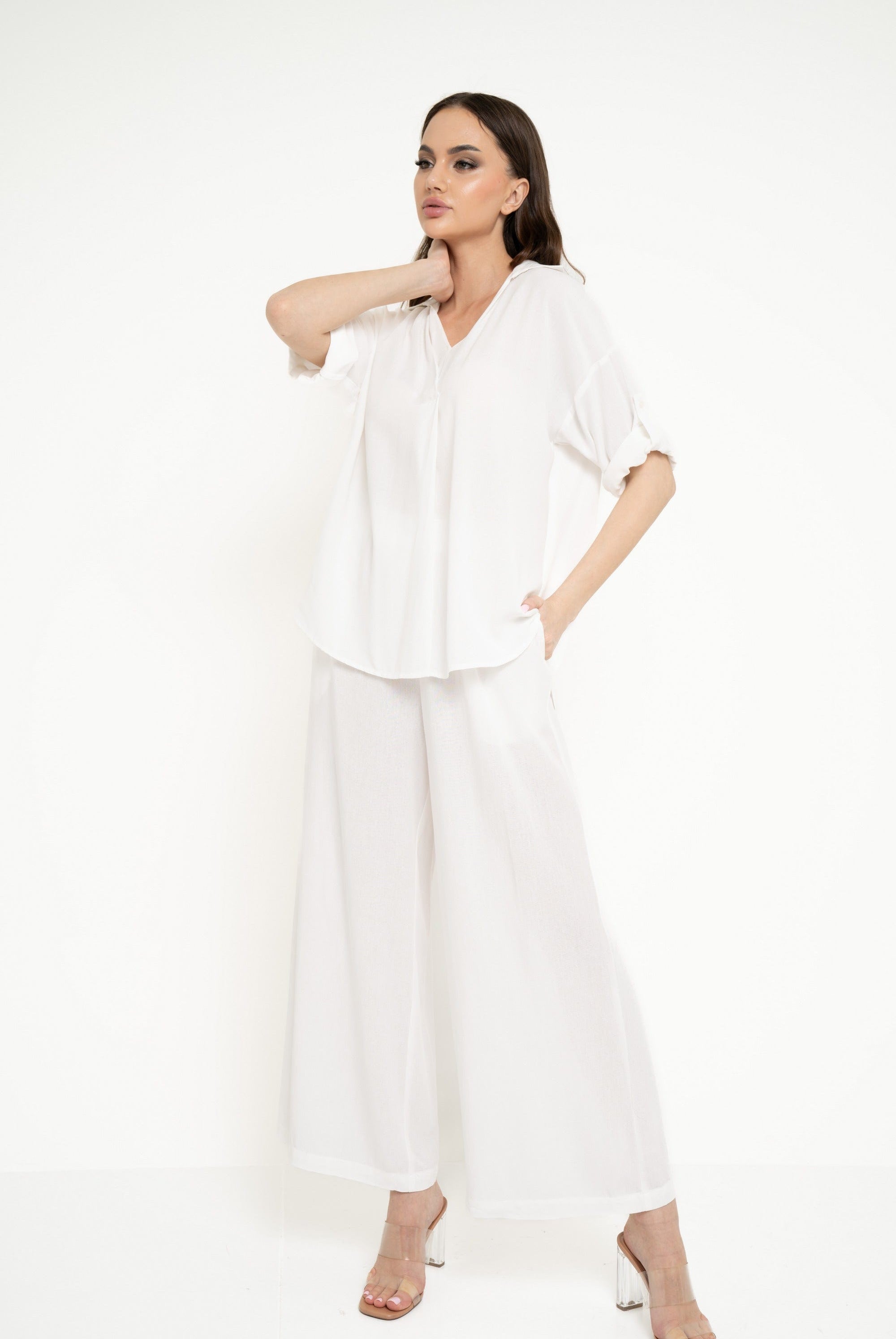 نتشي بنطلون واسع مخصر طويل نسائي