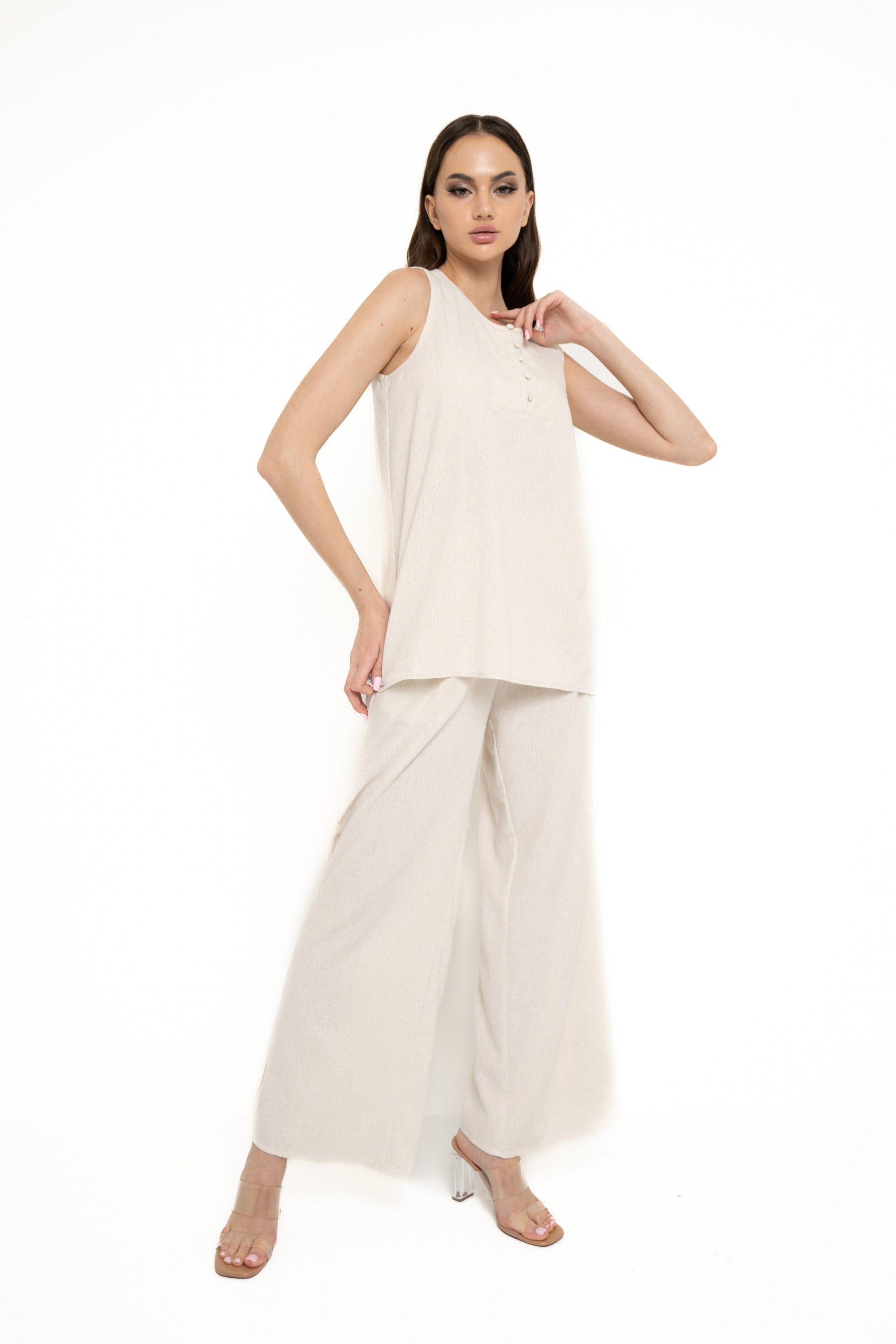 نتشي بنطلون طويل واسع من أسفل نسائي