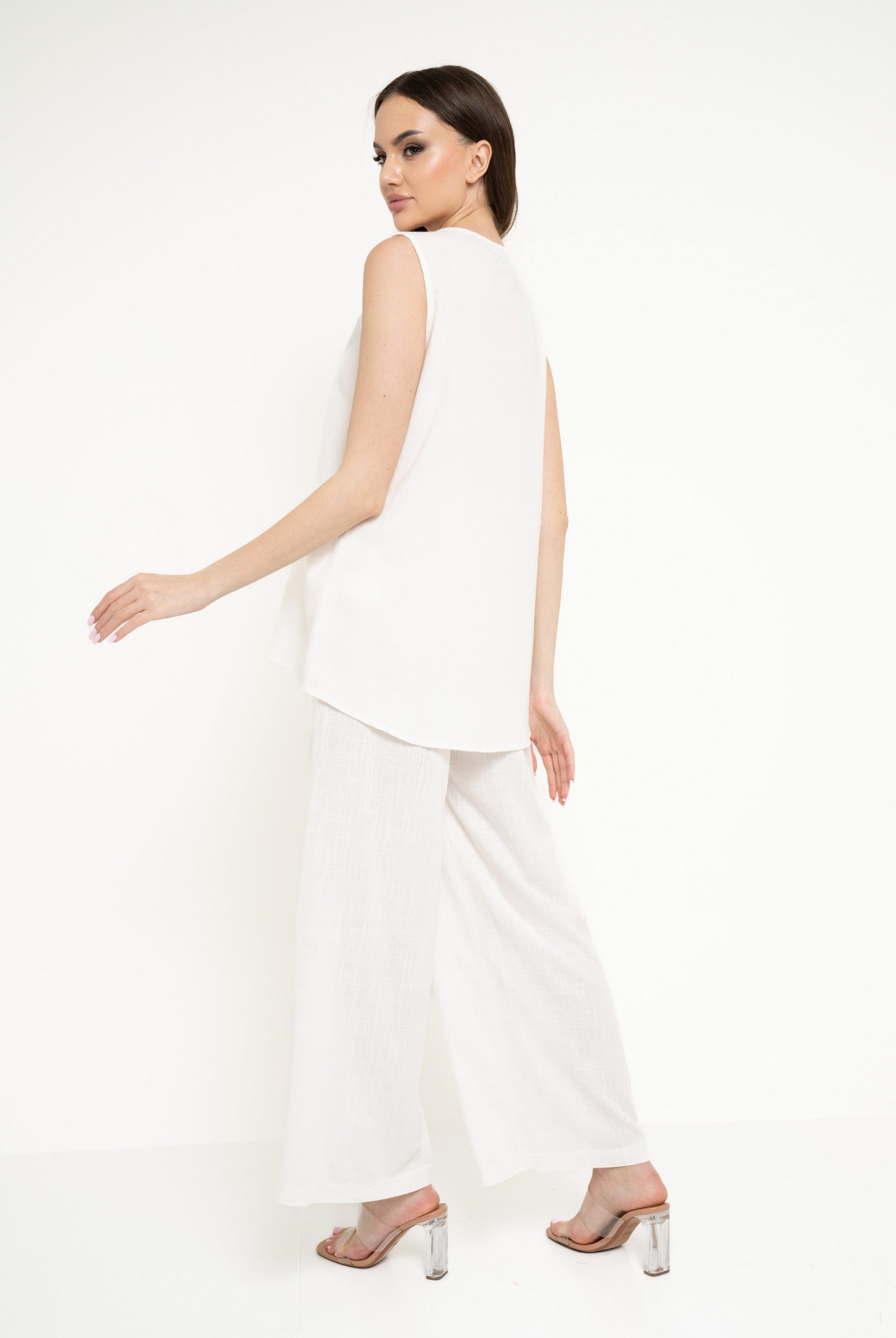 نتشي بنطلون طويل واسع من أسفل نسائي