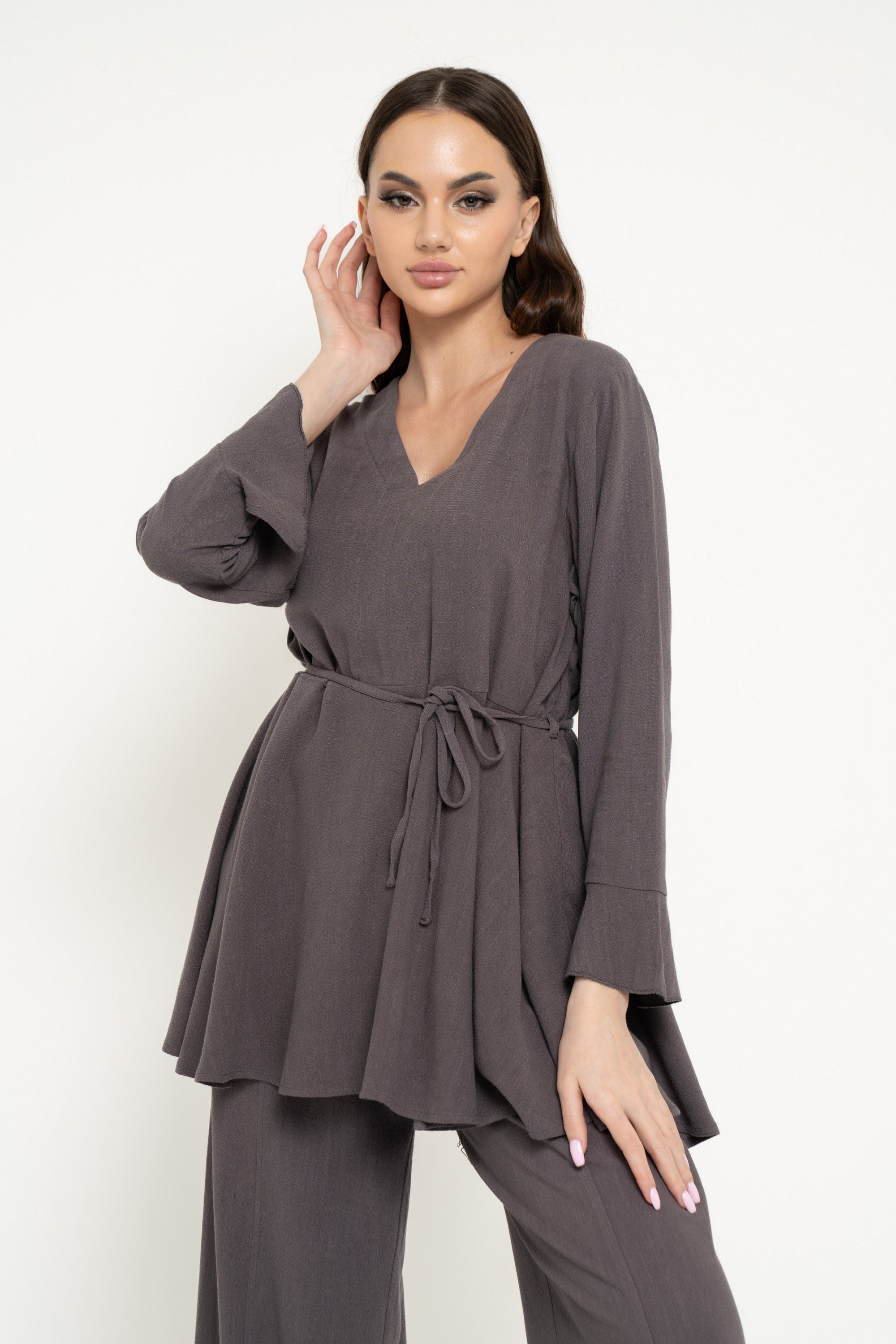 نتشي بلوزة طويلة واسعة كم طويل نسائي