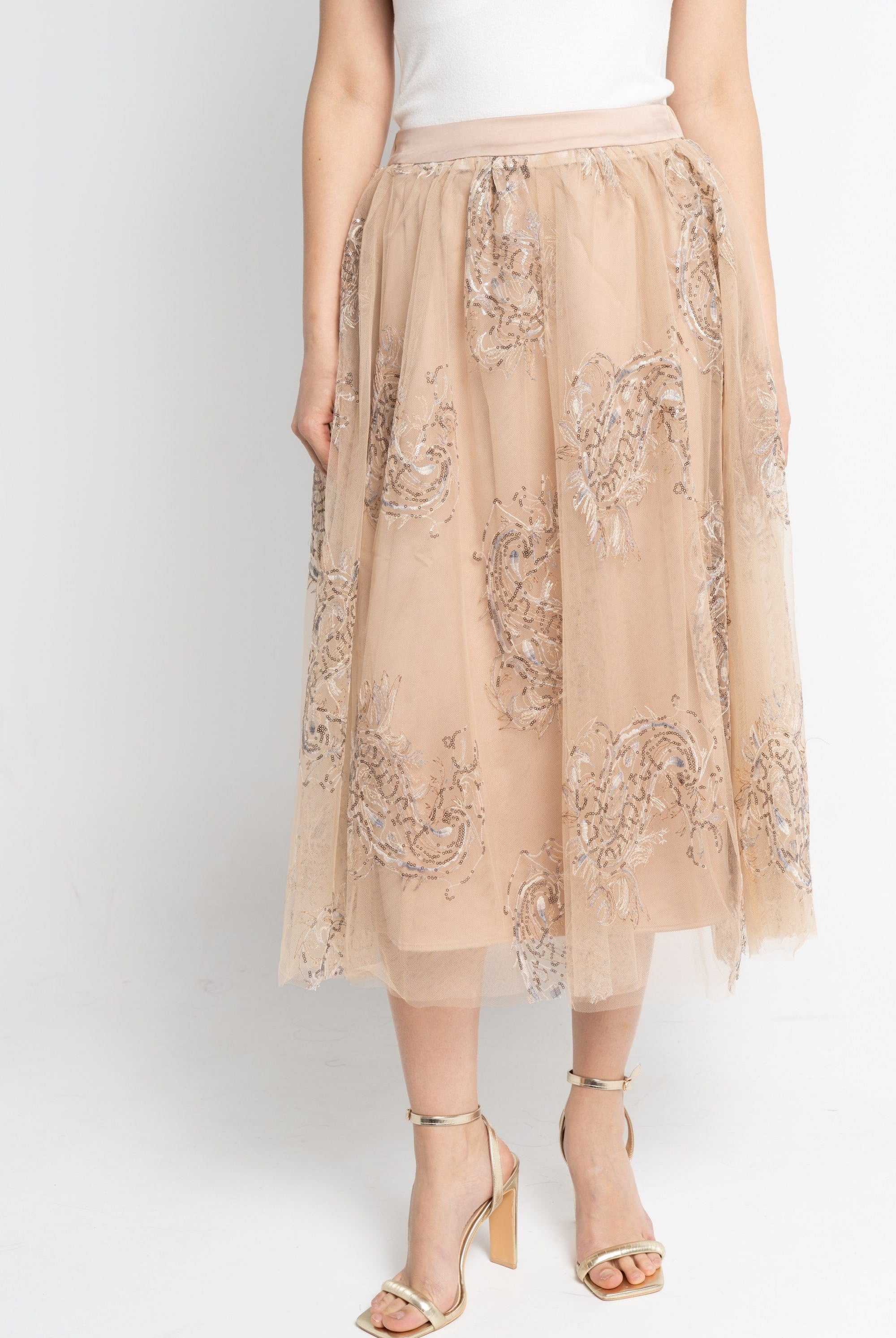 نتشي تنورة ميدي نسائية طبقات بترتر موكا