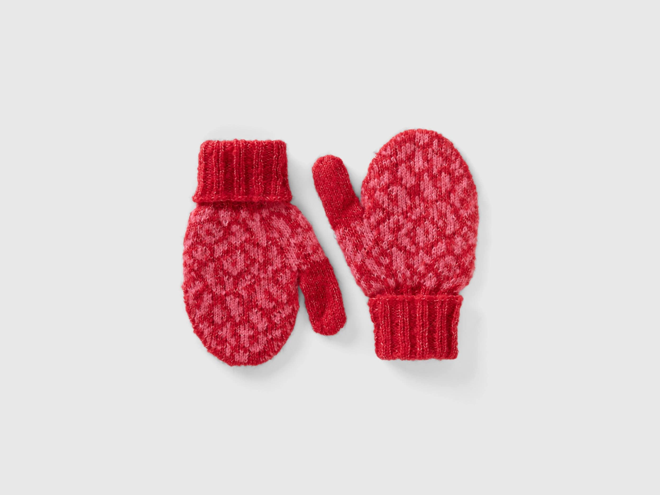 يونايتد كولورز اوف بينيتون قفازات صوف بنقشة حيوانات بناتي