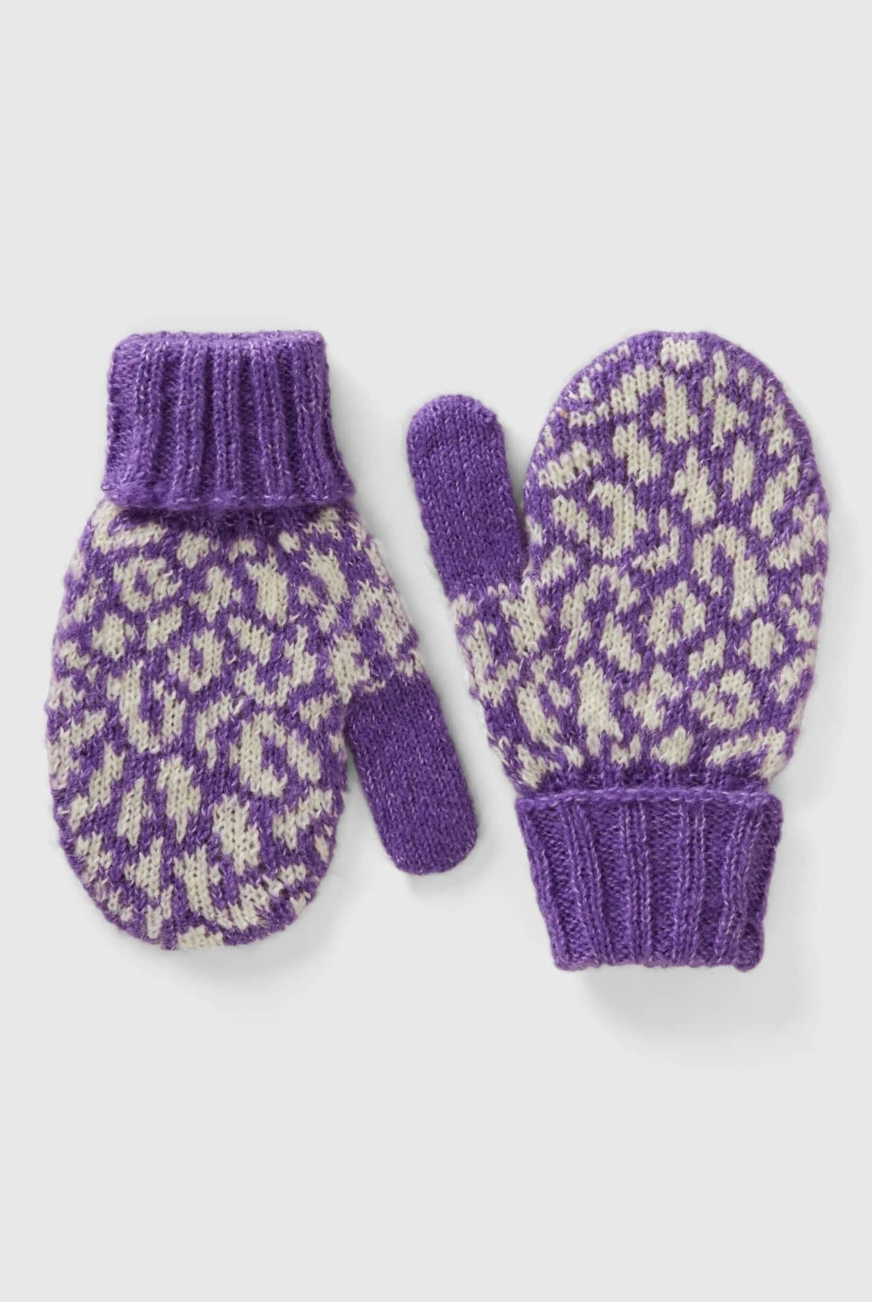 يونايتد كولورز اوف بينيتون قفازات صوف بنقشة حيوانات بناتي