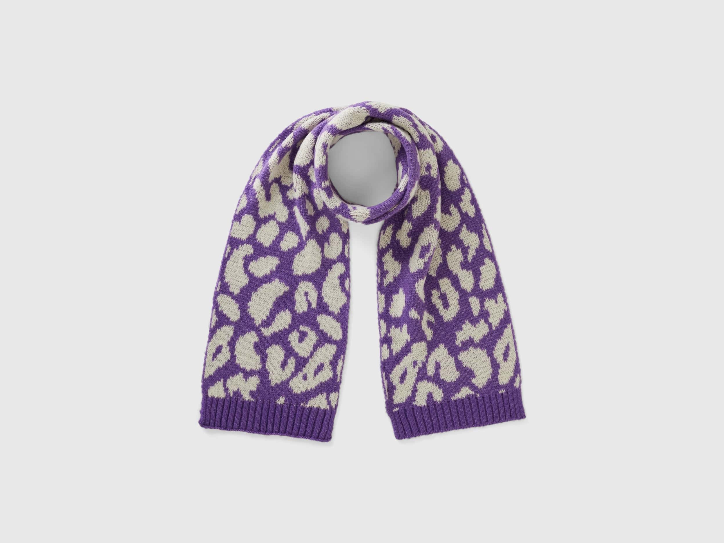 يونايتد كولورز اوف بينيتون وشاح بنقشة حيوانية من مزيج الصوف بناتي