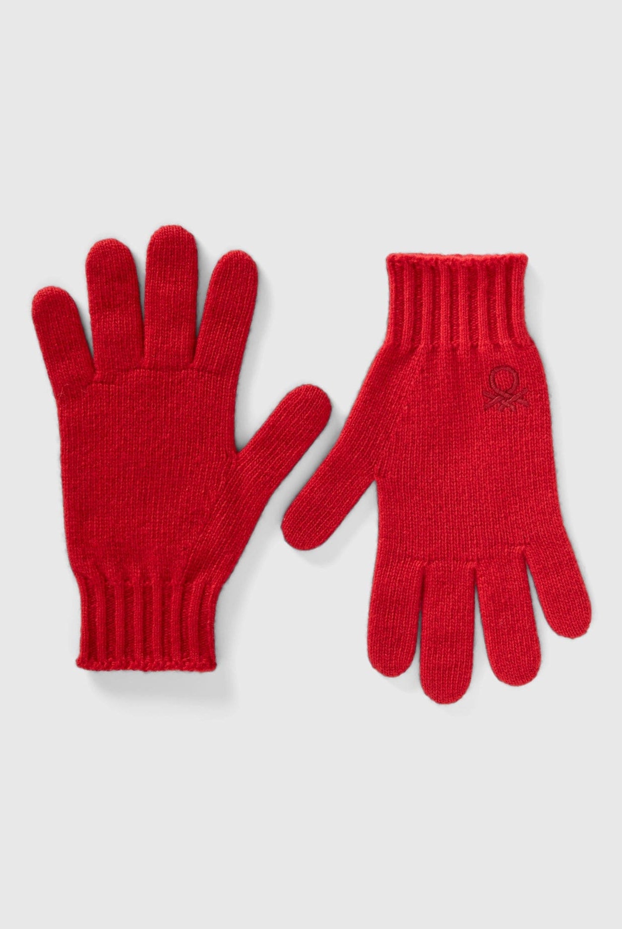 يونايتد كولورز اوف بينيتون قفازات بناتي من خليط الصوف المطاطي وبه شعار