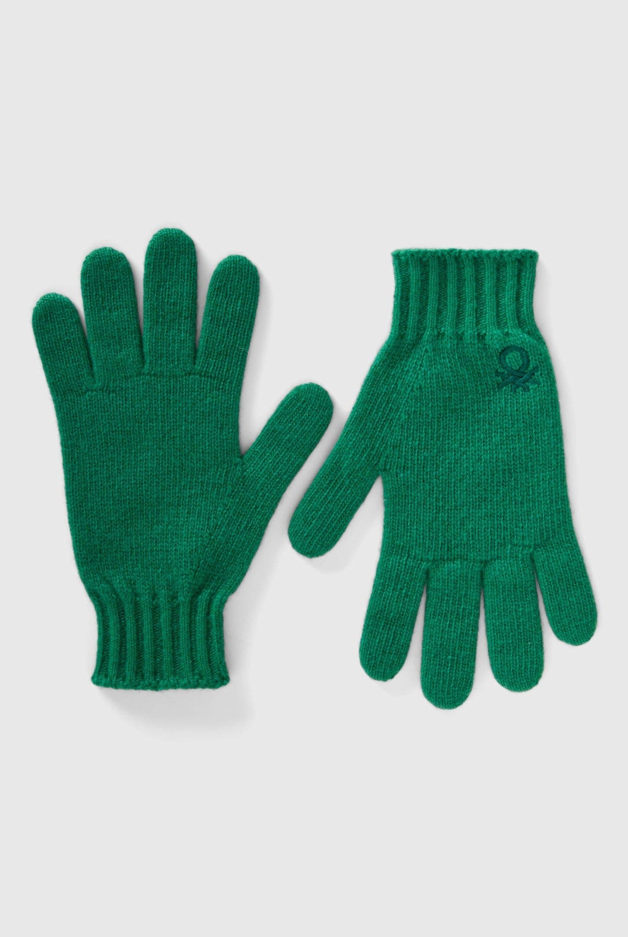 يونايتد كولورز اوف بينيتون قفازات بناتي من خليط الصوف المطاطي وبه شعار