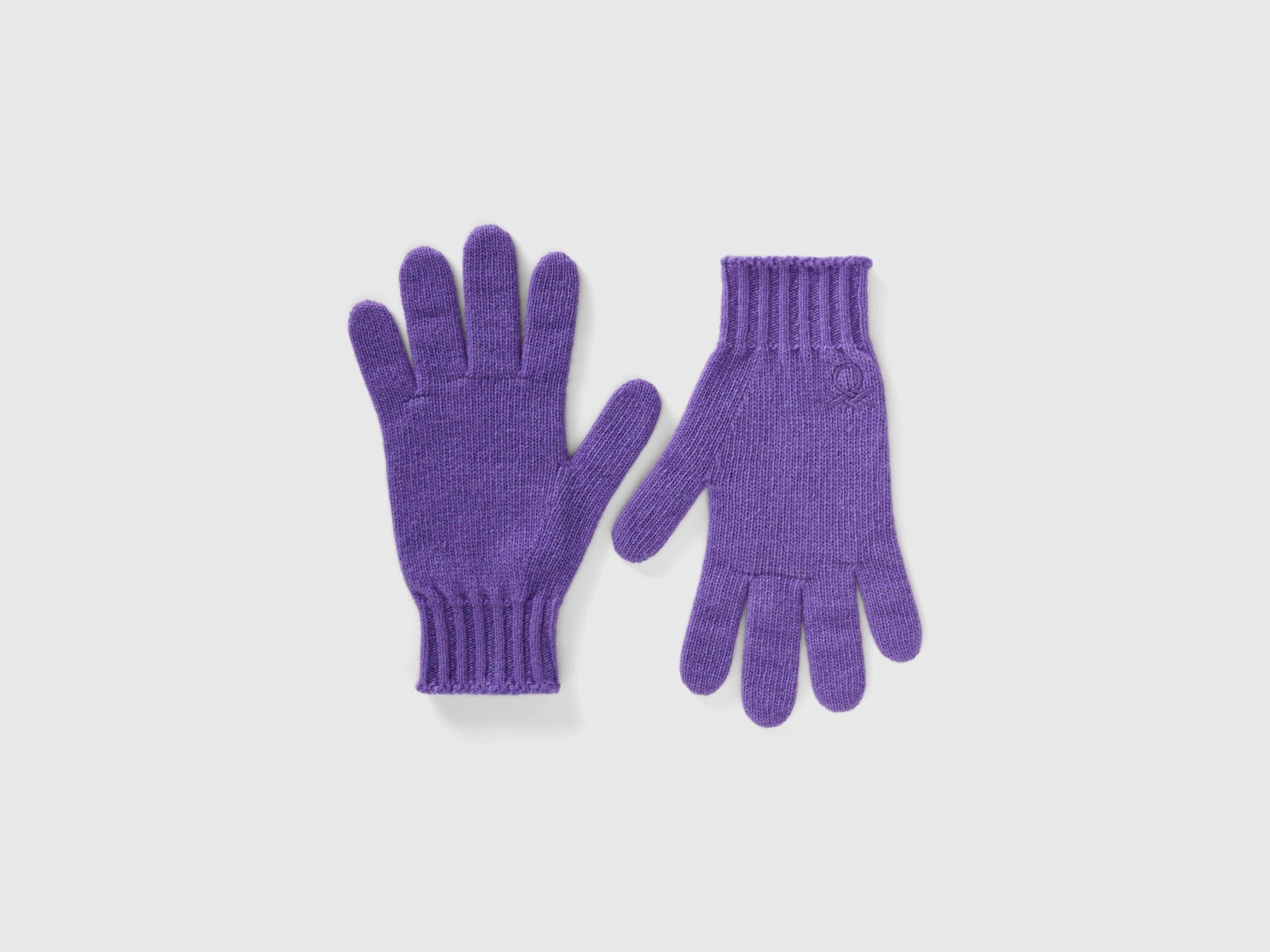 يونايتد كولورز اوف بينيتون قفازات بناتي من خليط الصوف المطاطي وبه شعار