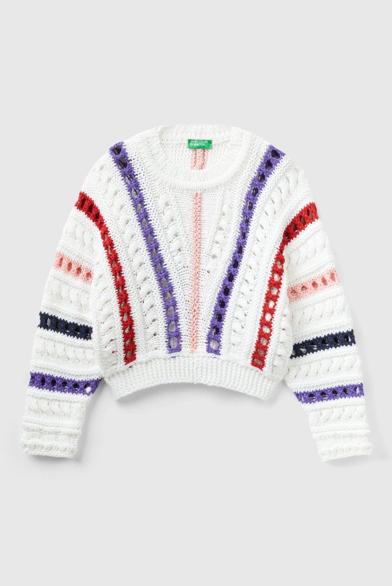 يونايتد كولورز اوف بينيتون بلوفر بنسيج مضفر مخرم أطفالي