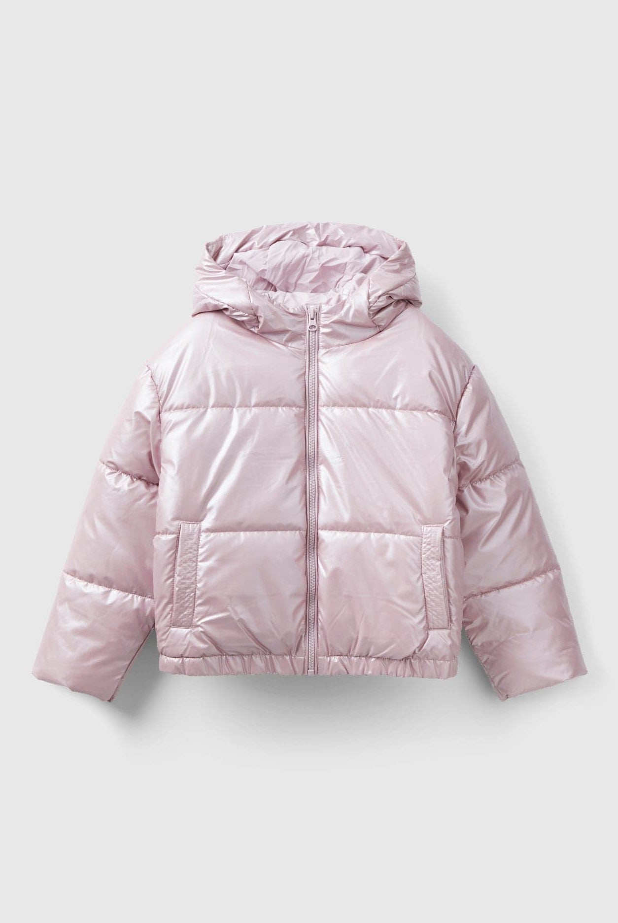 يونايتد كولورز اوف بينيتون سترة اطفال مبطنة من النايلون اللامع مع جيوب