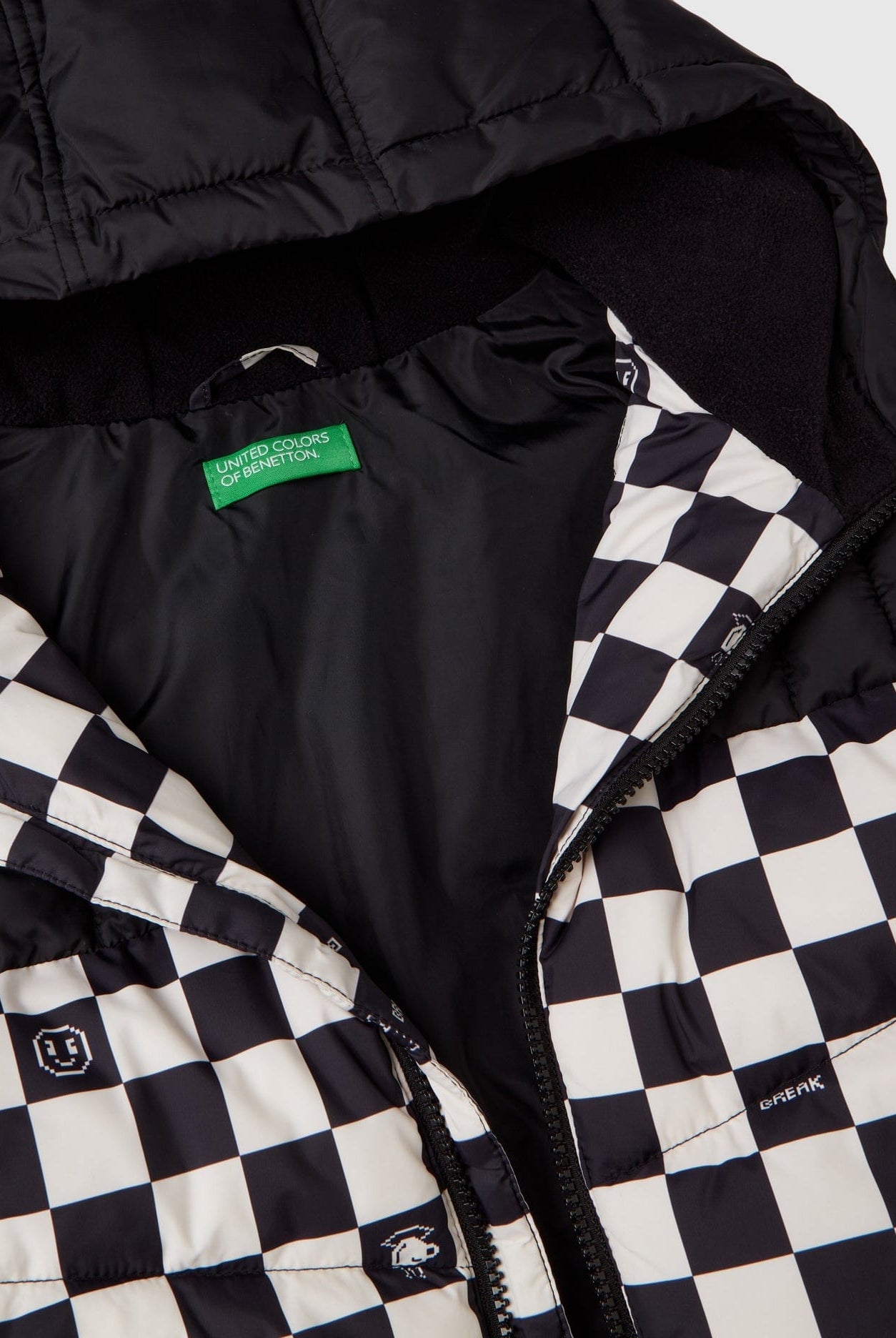 يونايتد كولورز اوف بينيتون سترة اطفال مبطنة بنقش مربعات بجيوب