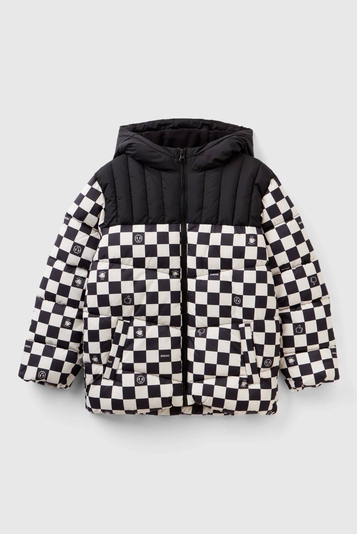 يونايتد كولورز اوف بينيتون سترة اطفال مبطنة بنقش مربعات بجيوب