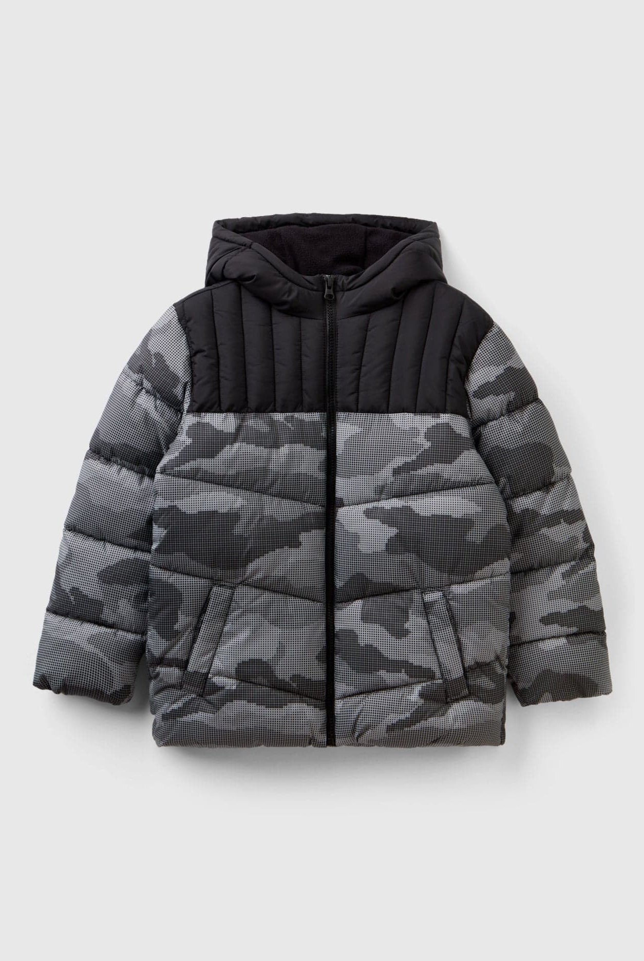 يونايتد كولورز اوف بينيتون سترة اطفال مبطنة بنقش مربعات بجيوب