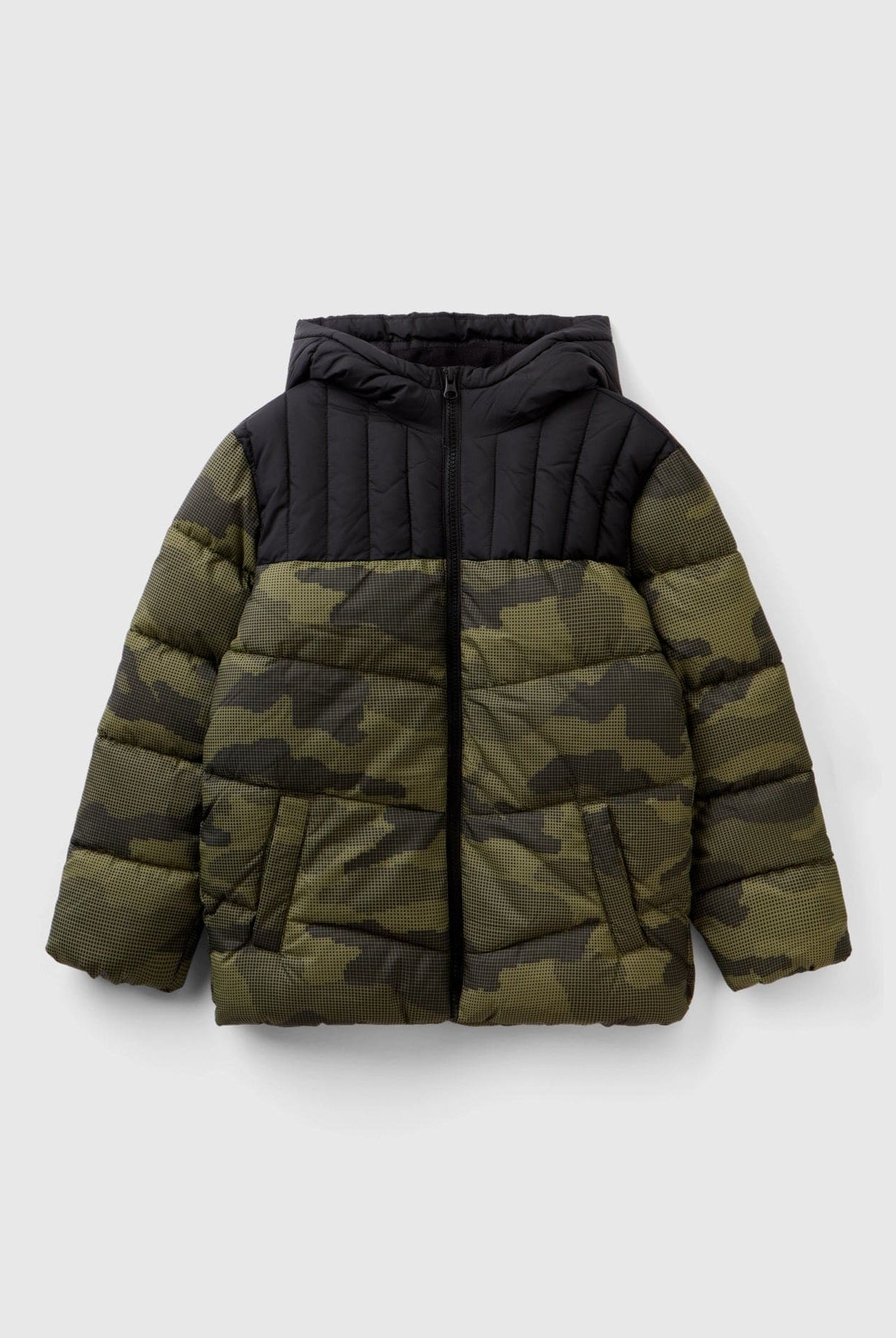 يونايتد كولورز اوف بينيتون سترة اطفال مبطنة بنقش مربعات بجيوب