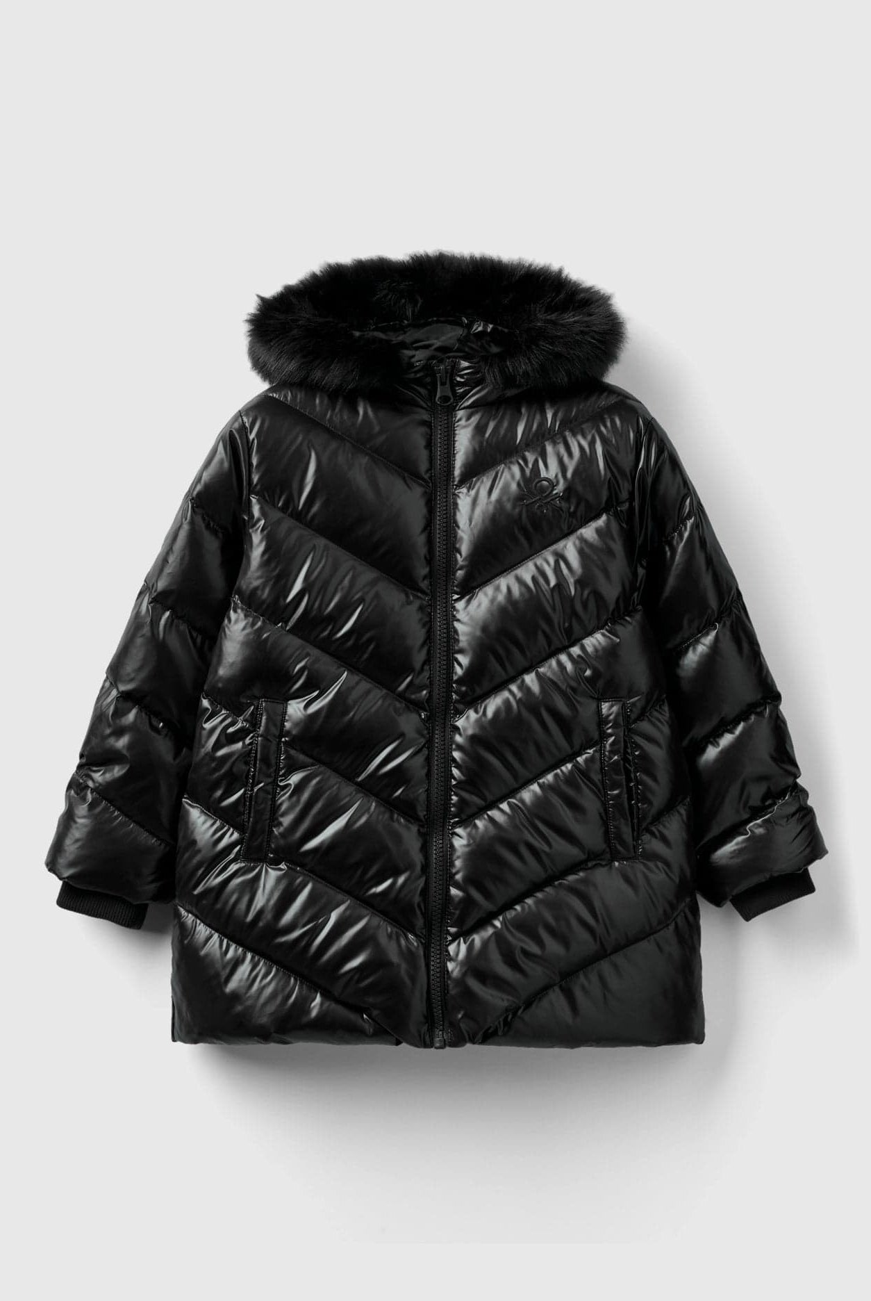 يونايتد كولورز اوف بينيتون جاكيت مبطن مع قبعة مضادة للمطر بسحاب أطفالي