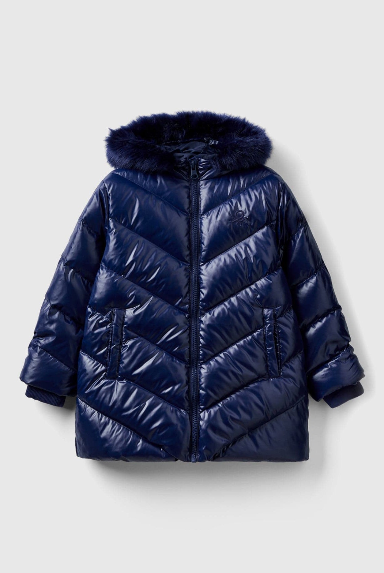 يونايتد كولورز اوف بينيتون جاكيت مبطن مع قبعة مضادة للمطر بسحاب أطفالي