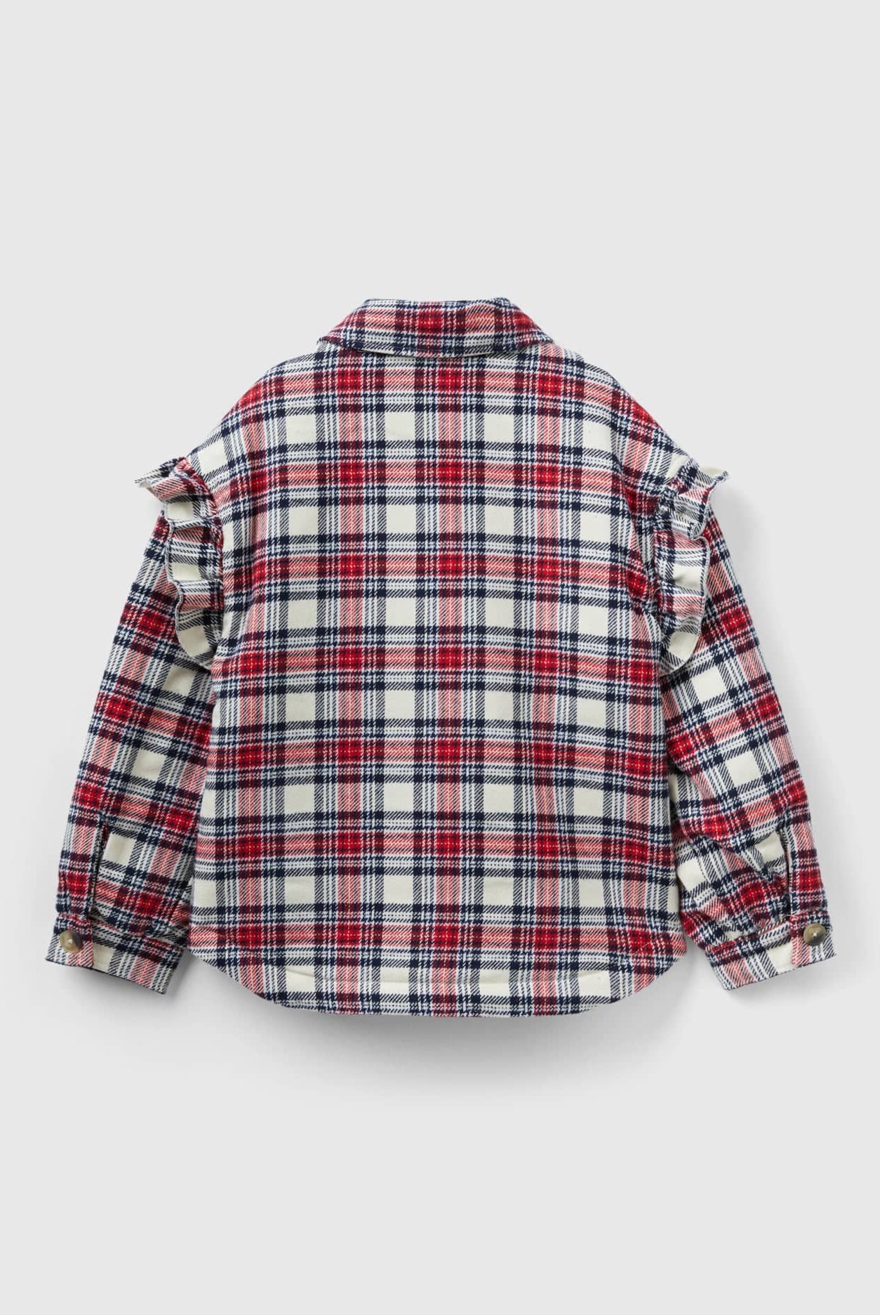 يونايتد كولورز اوف بينيتون قميص بناتي منقوش بتفاصيل كشكشة وجيوب أمامية