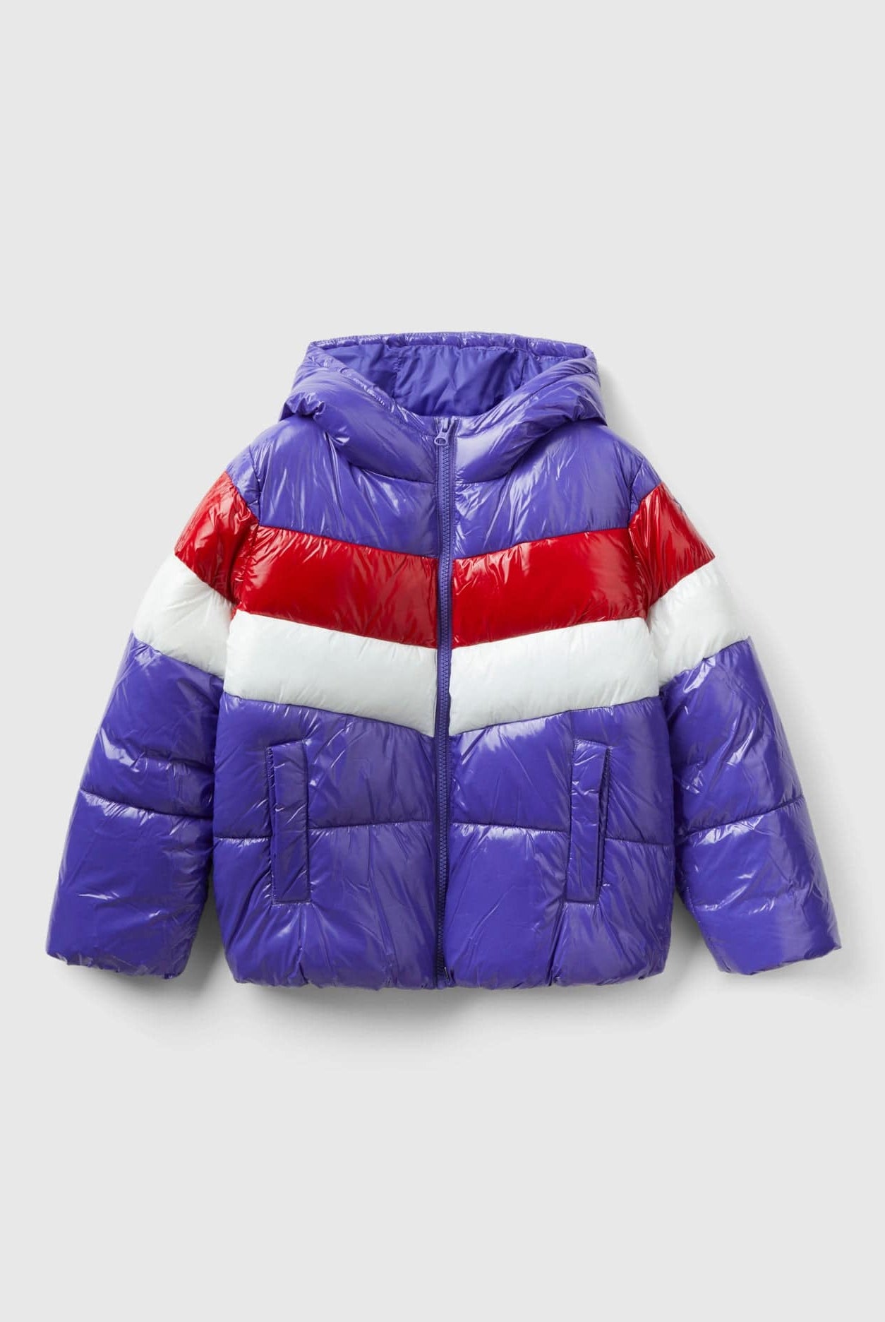 يونايتد كولورز اوف بينيتون سترة مبطنة متعددة الألوان بف كم طويل بسحاب أطفالي