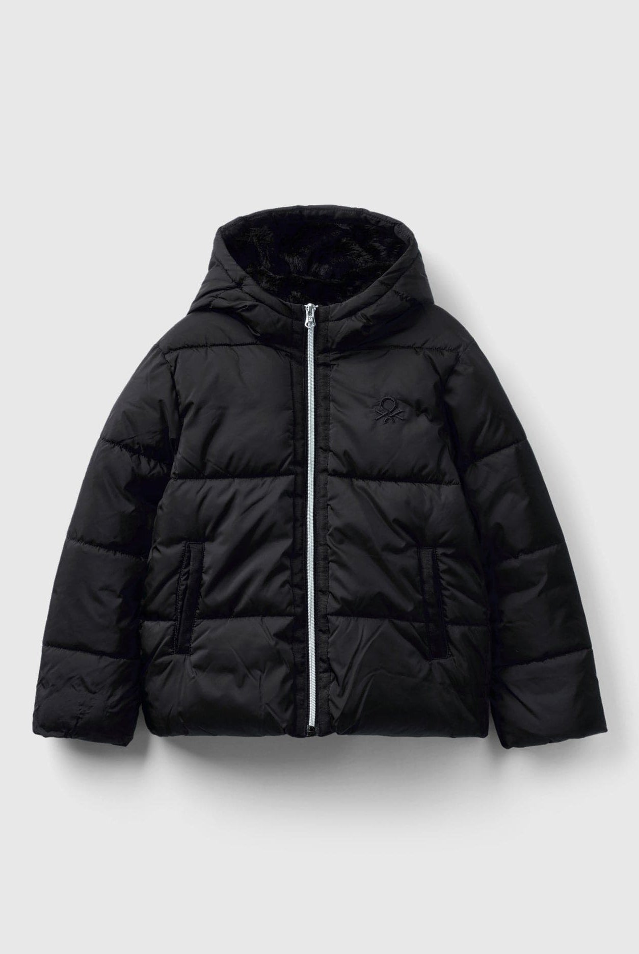 يونايتد كولورز اوف بينيتون جاكيت مقاوم للمطر مع قبعة كم طويل أطفالي