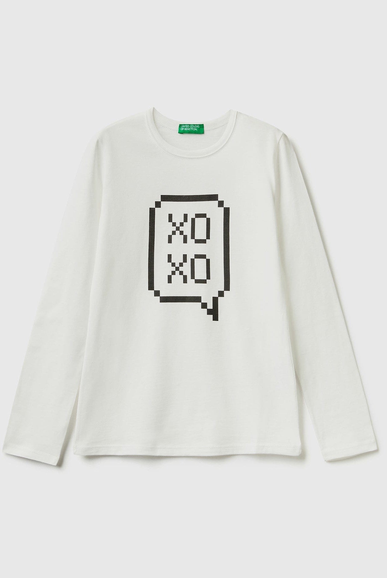 يونايتد كولورز اوف بينيتون تيشيرت اطفالي قطن بأكمام طويلة 100% مع طباعة العصدر